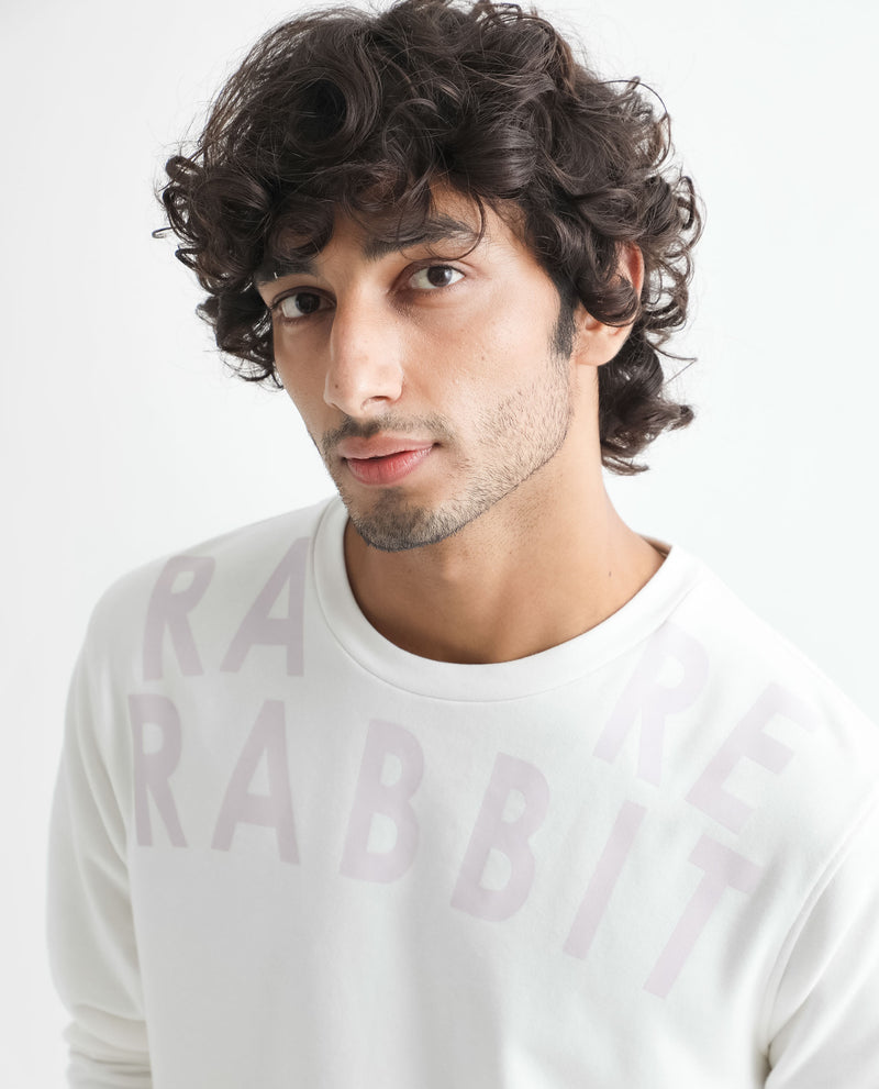 Rare Rabbit Men'S Oren Off White Sweatshirt Full Sleeves Solid