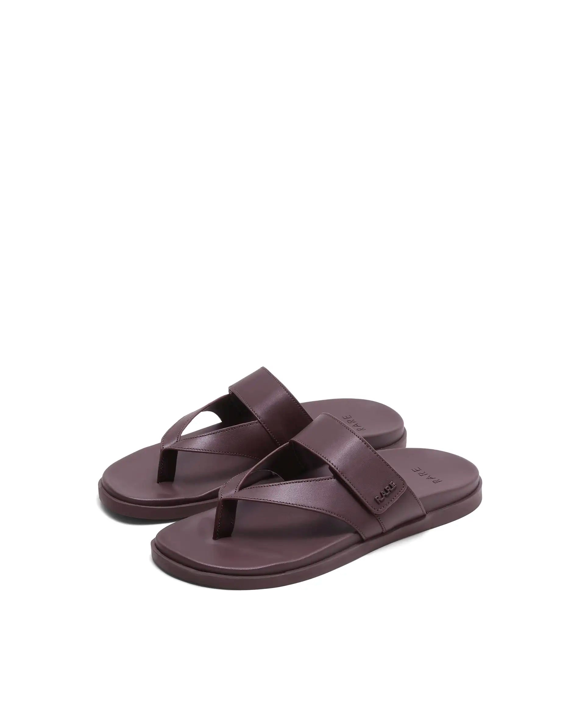 Rarez Men's Orin Dark Holy Rust Leather Upper Material TPR Sole Sandal