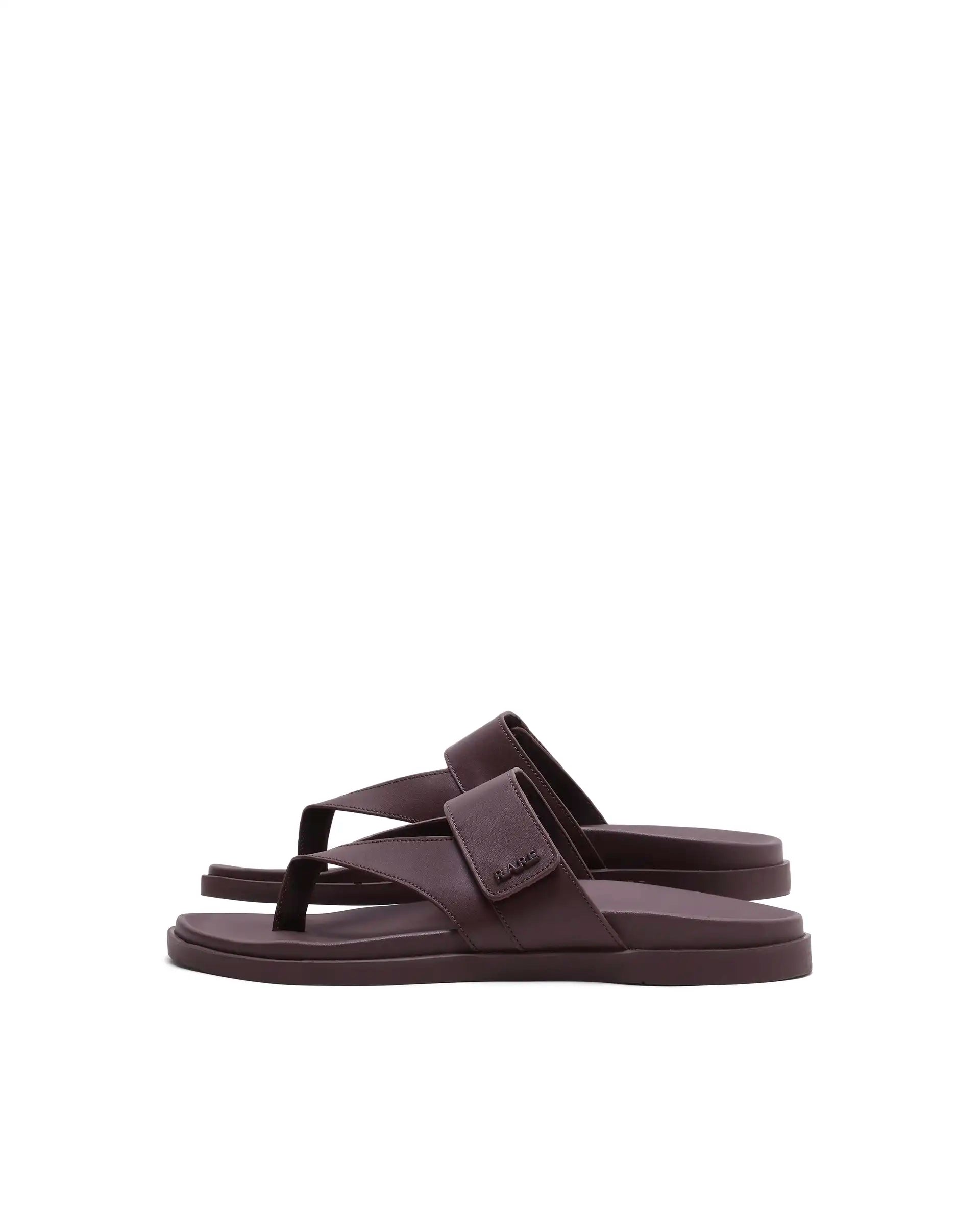Rarez Men's Orin Dark Holy Rust Leather Upper Material TPR Sole Sandal