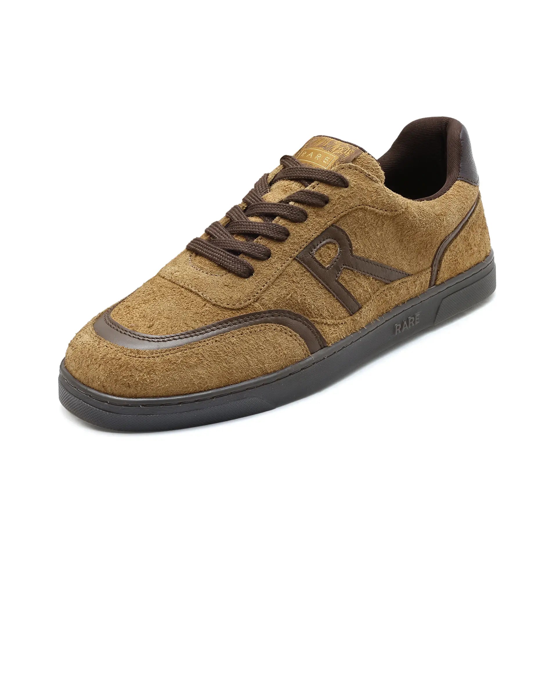 Rare Rabbit Men Orla Camel Lace-Up Closure Suede Sneaker