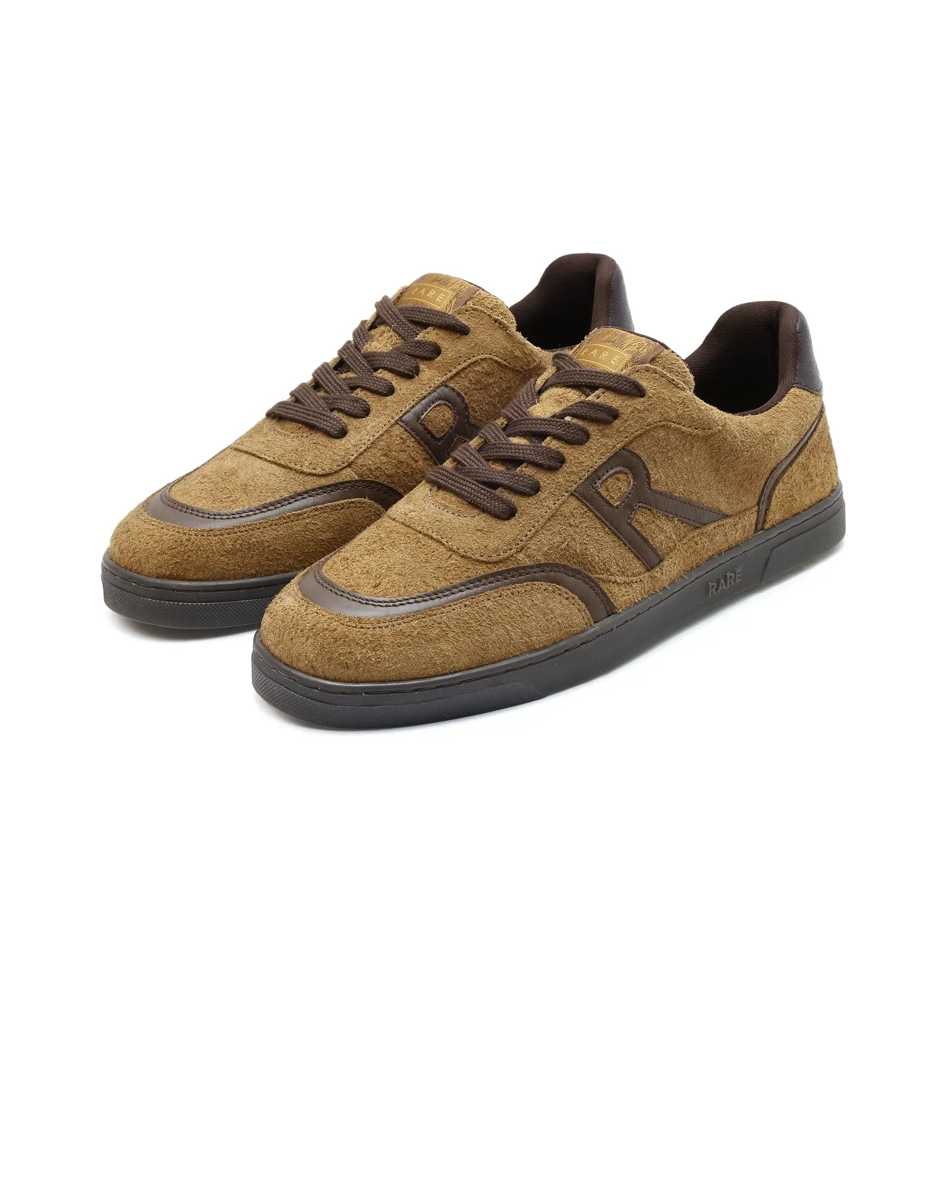 Rare Rabbit Men Orla Camel Lace-Up Closure Suede Sneaker