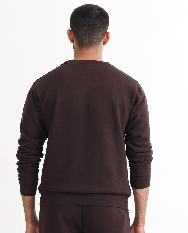 RARE RABBIT MENS ORSAY MAROON SWEATSHIRT COTTON POLYESTER FABRIC ROUND NECK KNITTED FULL SLEEVES COMFORTABLE FIT