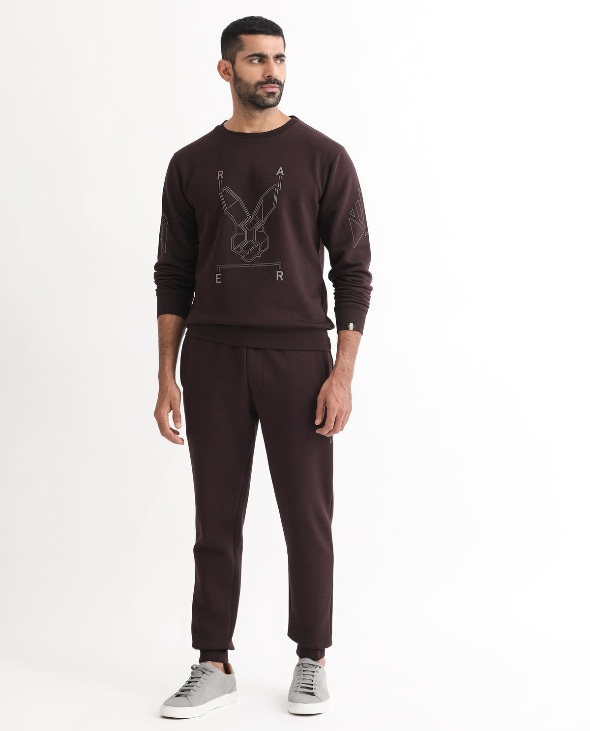 Rare Rabbit Mens Orsay Maroon Sweatshirt Cotton Polyester Fabric Round Neck Knitted Full Sleeves Comfortable Fit