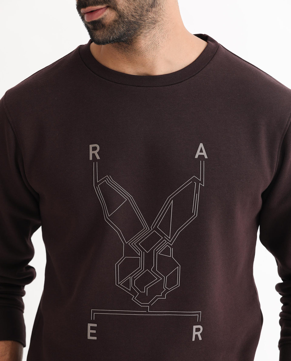 Rare Rabbit Mens Orsay Maroon Sweatshirt Cotton Polyester Fabric Round Neck Knitted Full Sleeves Comfortable Fit
