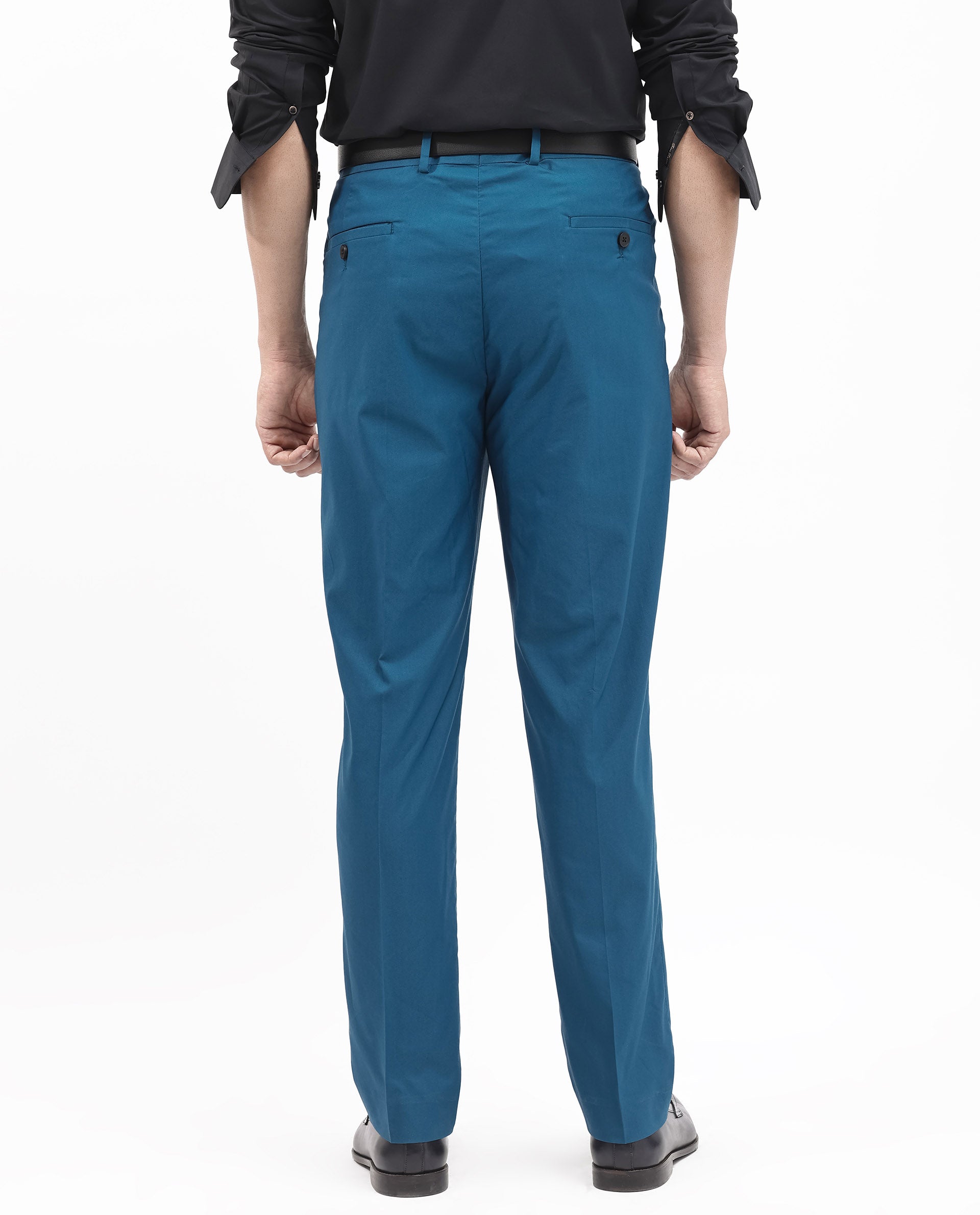 Rare Rabbit Men's Oscar Dark Teal Polyester Viscose Fabric Notch Lapel Button Closure Single Breasted Cavalry Twill Suit