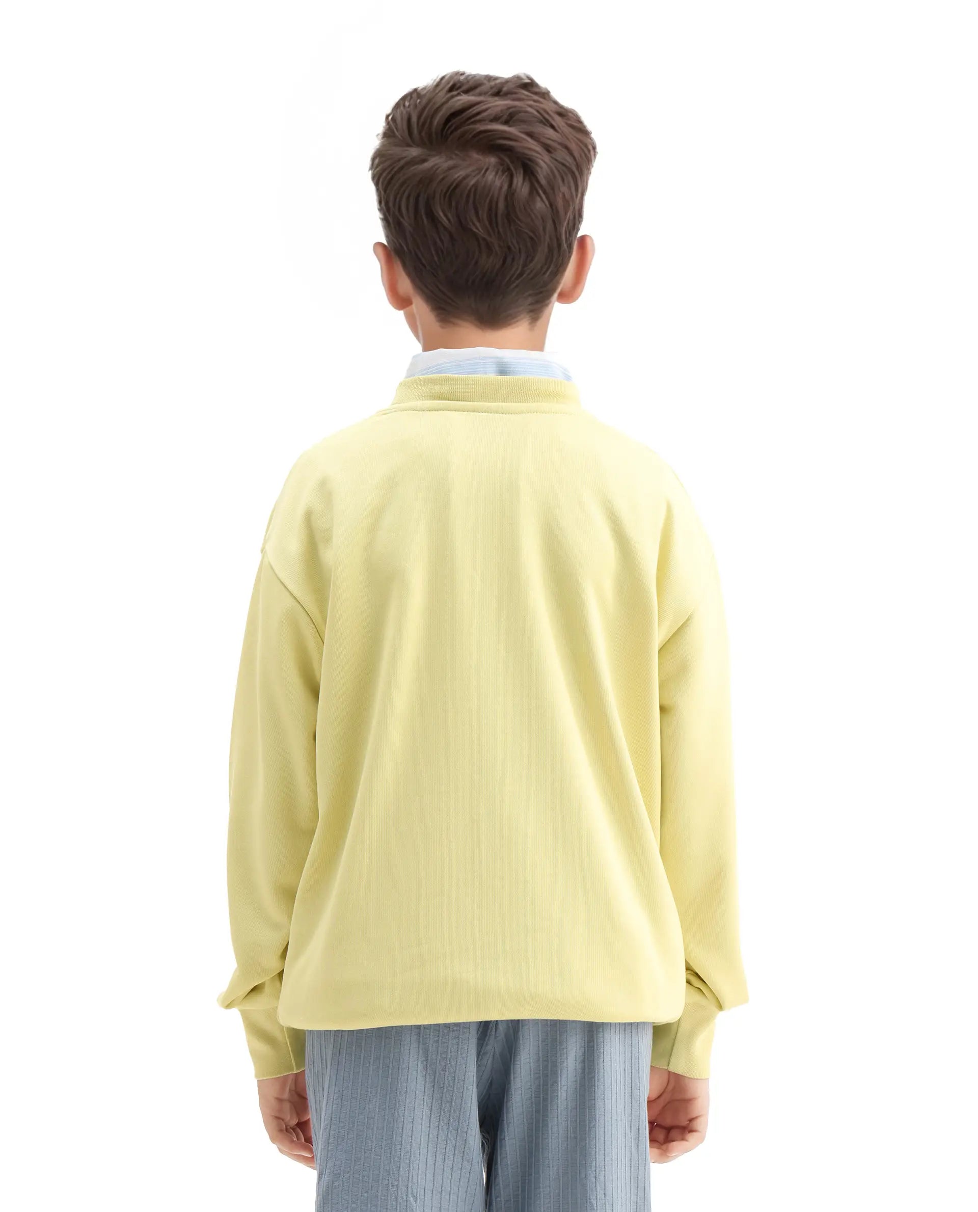 Rare Ones Kids Oslo Light Yellow Cotton Blend Pigment Print Oversized Sweatshirt