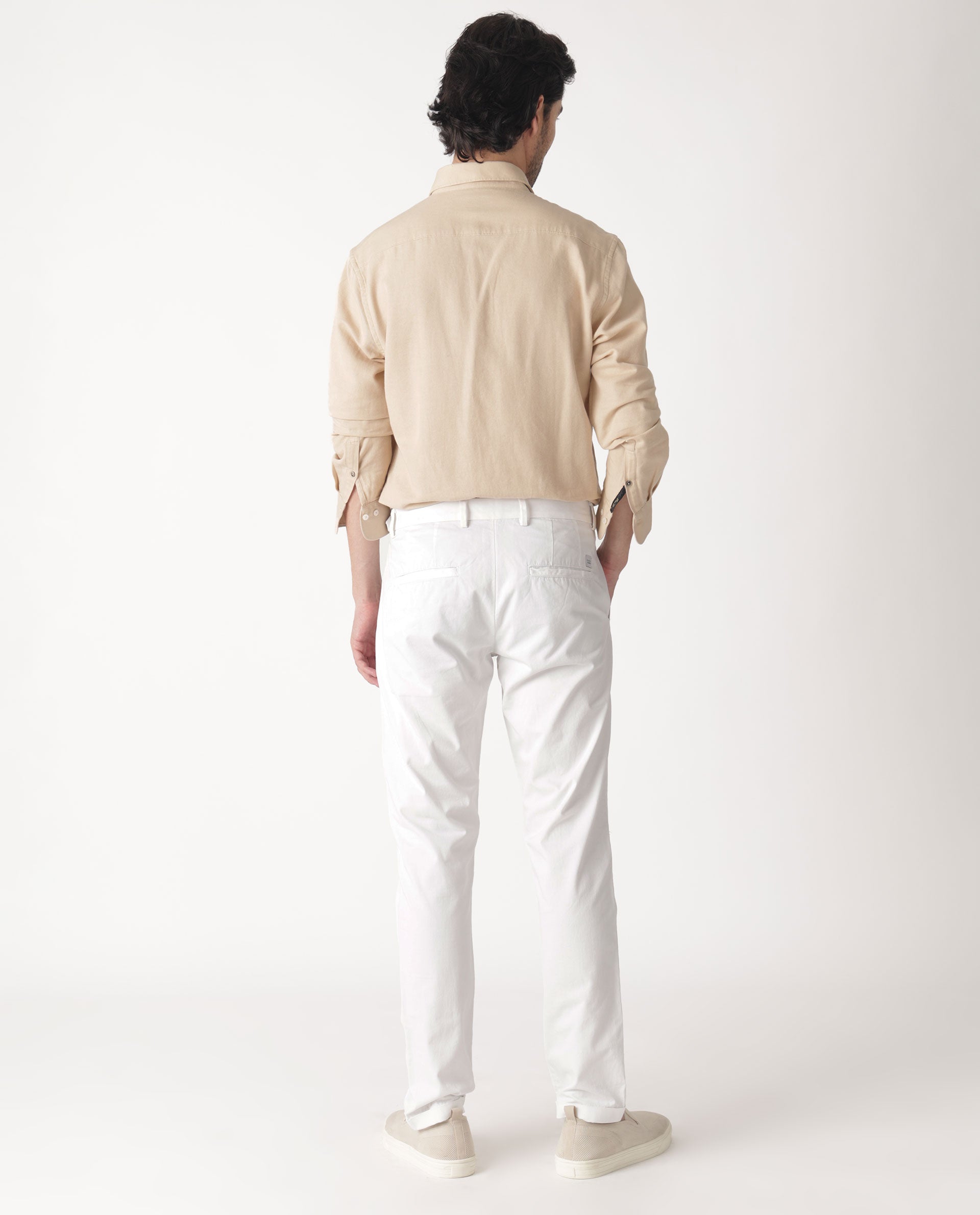 Rare Rabbit Mens Otago Beige Cotton Fabric Full Sleeves Regular Fit Solid Twill Shirt