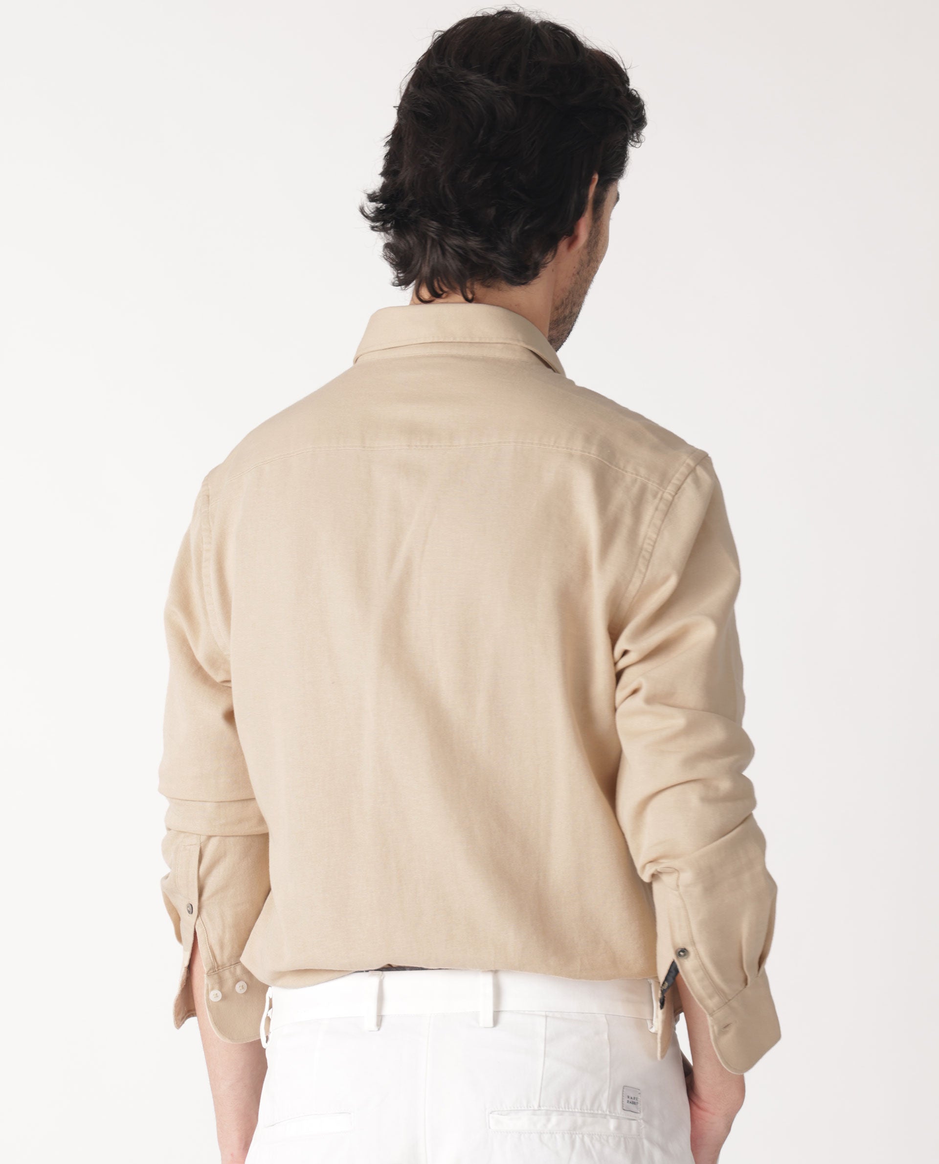 Rare Rabbit Mens Otago Beige Cotton Fabric Full Sleeves Regular Fit Solid Twill Shirt