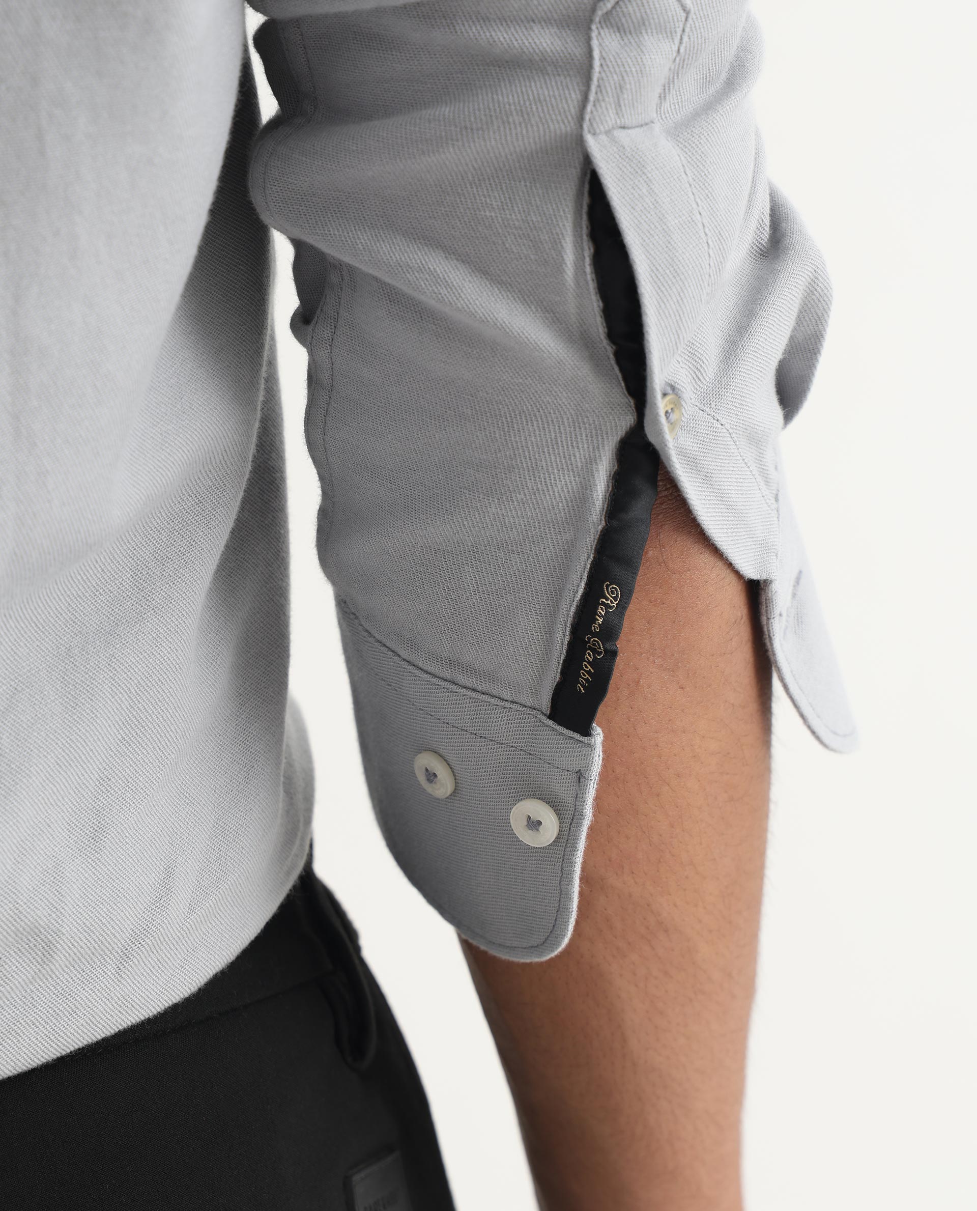 Rare Rabbit Mens Otago Grey Cotton Fabric Full Sleeves Regular Fit Solid Twill Shirt