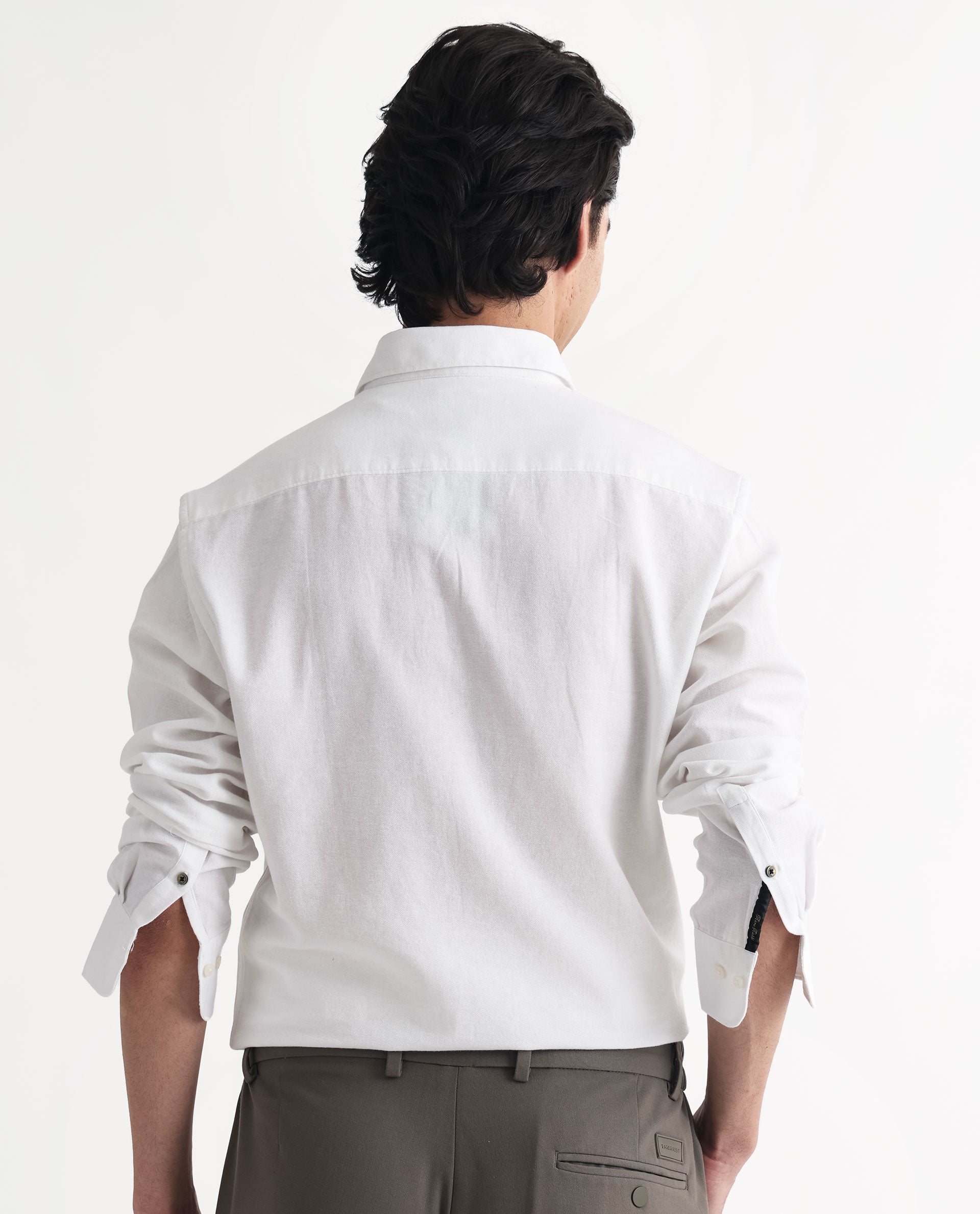 Rare Rabbit Mens Otago White Cotton Fabric Full Sleeves Regular Fit Solid Twill Shirt