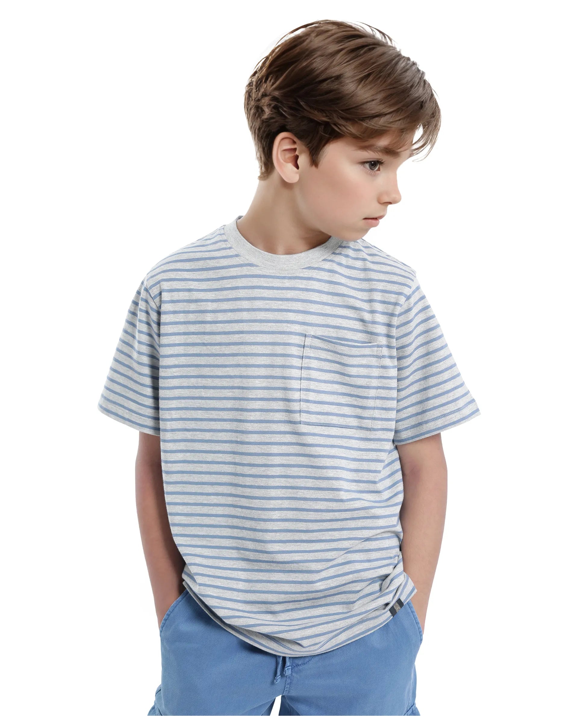 Rare Ones Kids Oto-4 Maroon,Dusky Blue Cotton Half Sleeve Striped Slip-On Closure Regular Fit T-Shirt (Pack Of 2)