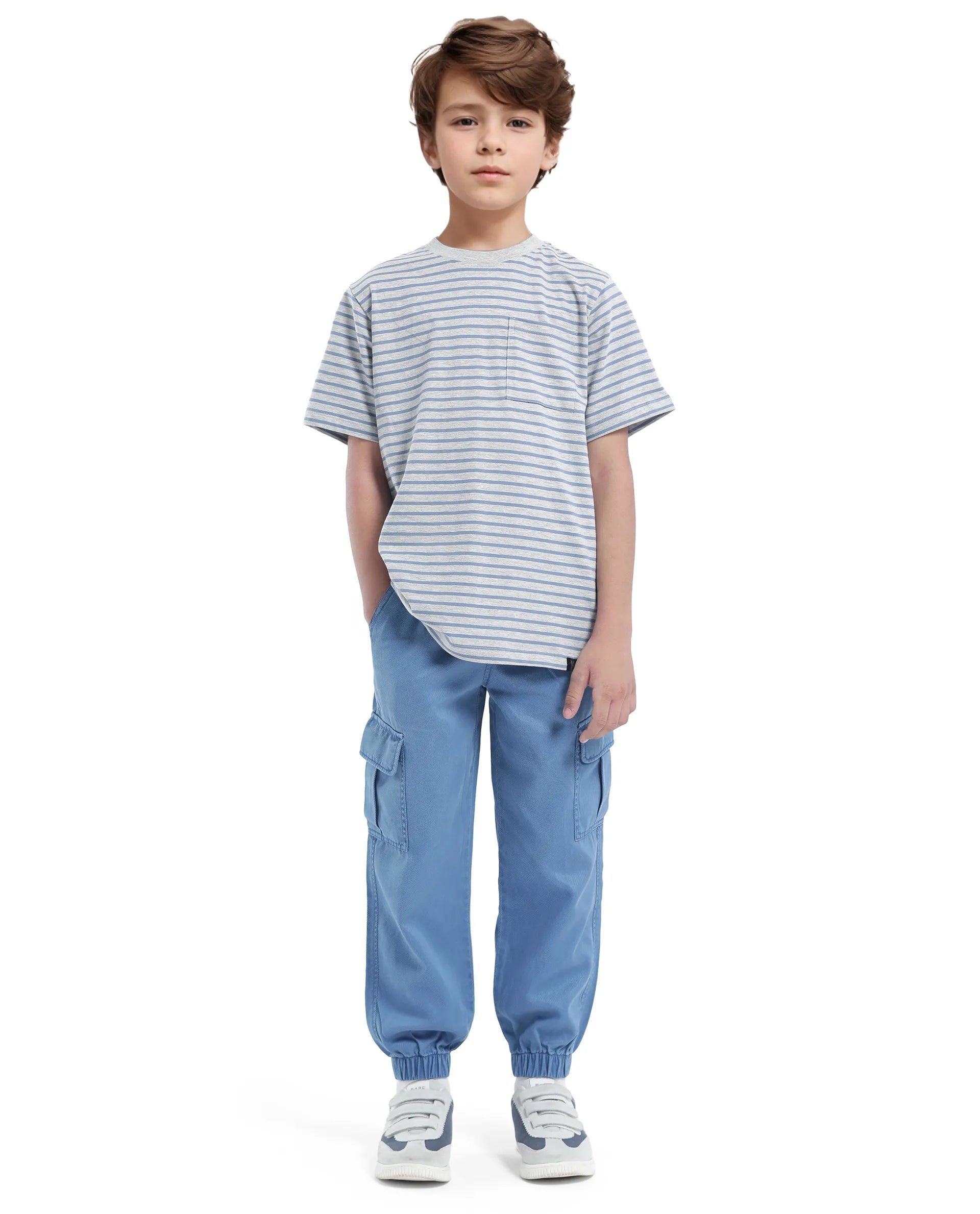 Rare Ones Kids Oto-4 Maroon,Dusky Blue Cotton Half Sleeve Striped Slip-On Closure Regular Fit T-Shirt (Pack Of 2)