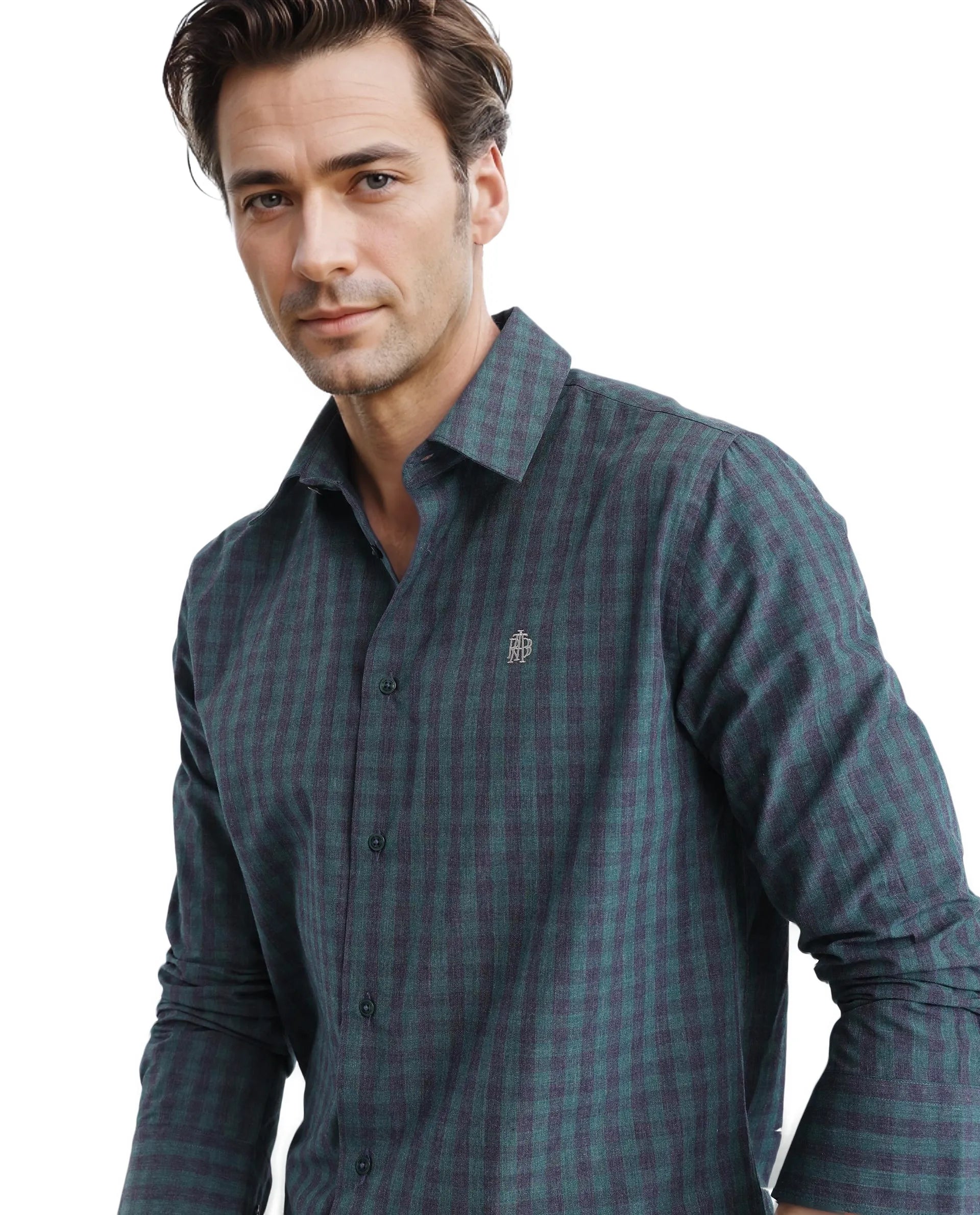 Rare Rabbit Men Otts Dark Green Cotton Poly Fabric Full Sleeve Regular Fit Checked Shirt