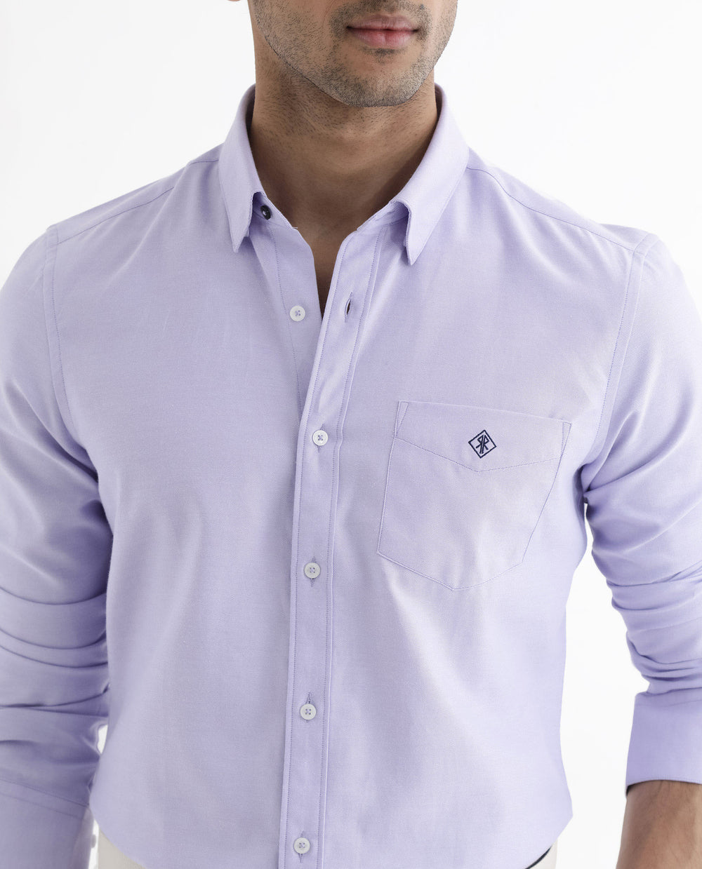 Rare Rabbit Men's Oxfom Grey Cotton Polyester Fabric Full Sleeves Button Down Collar Regular Fit Plain Formal Shirt main image 1