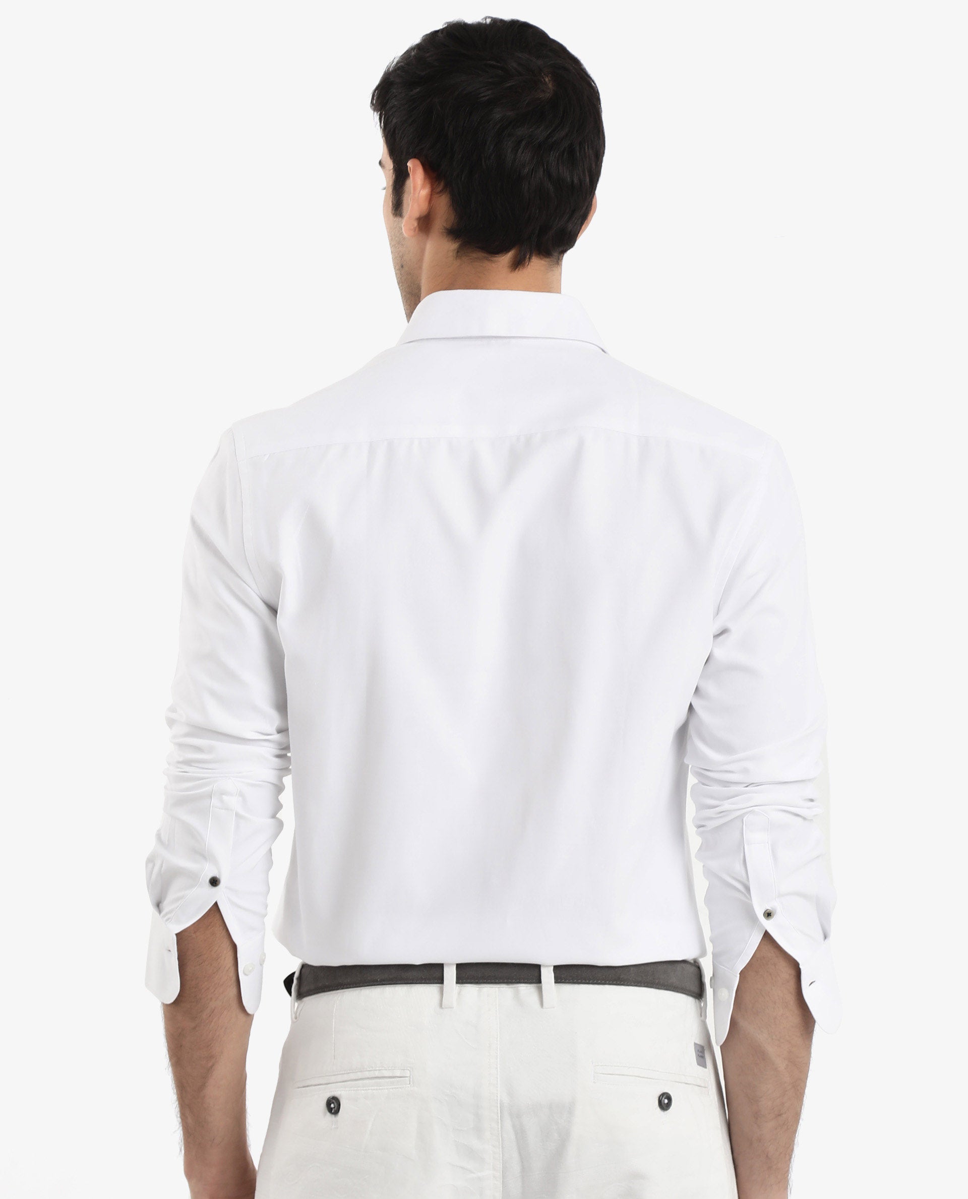 Rare Rabbit Men's Oxfom White Cotton Embroidered Regular Fit Full Slee