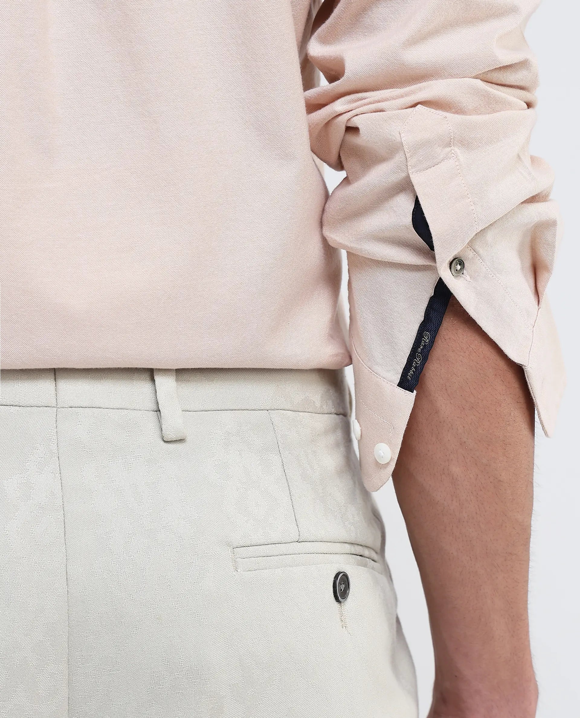 Rare Rabbit Men Oxob Pastel Mustard Full Sleeve Collared Neck Button Closure Regular Fit Plain Shirt