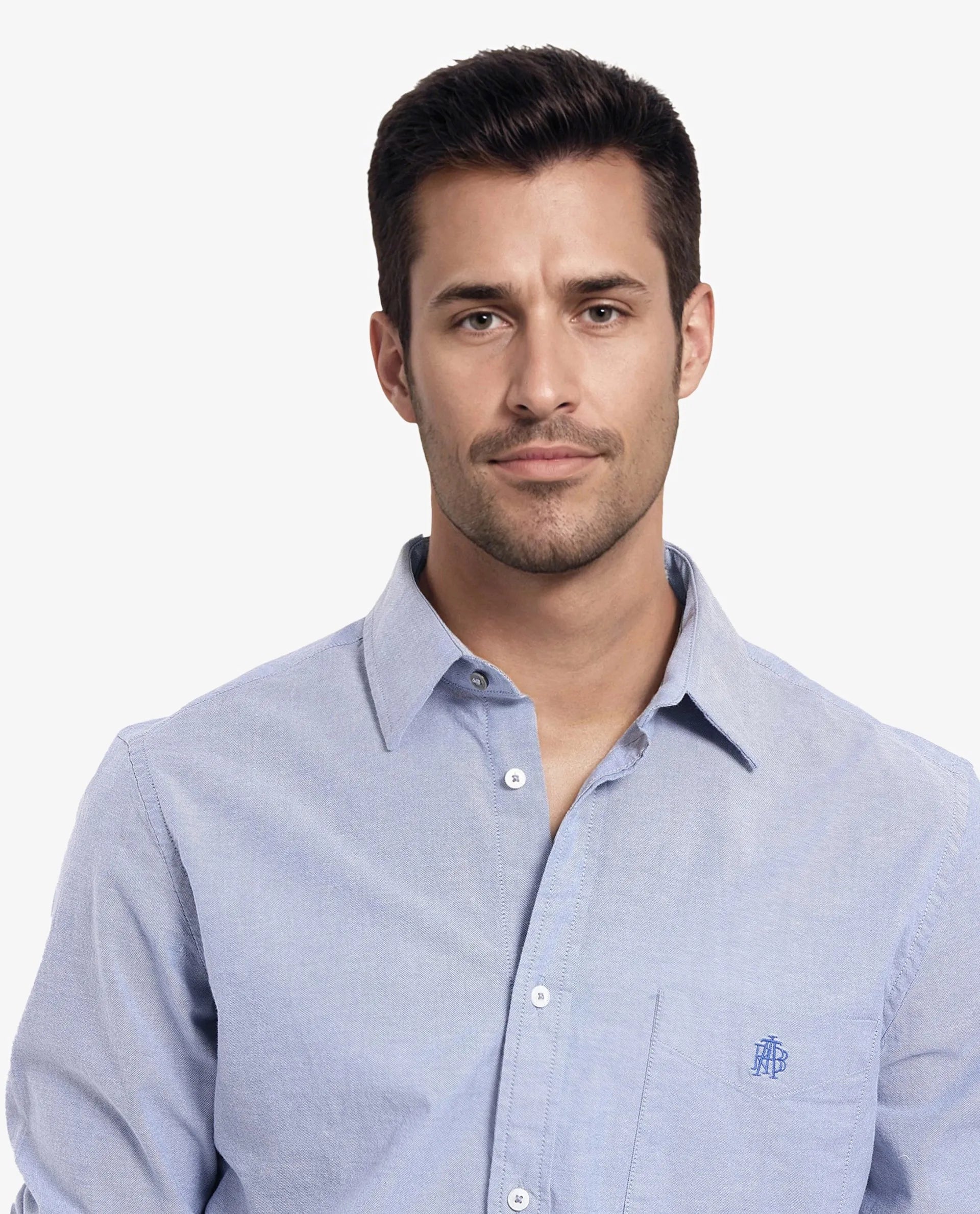 Rare Rabbit Men Oxo Dusky Blue Full Sleeve Collared Neck Button Closure Regular Fit Plain Shirt