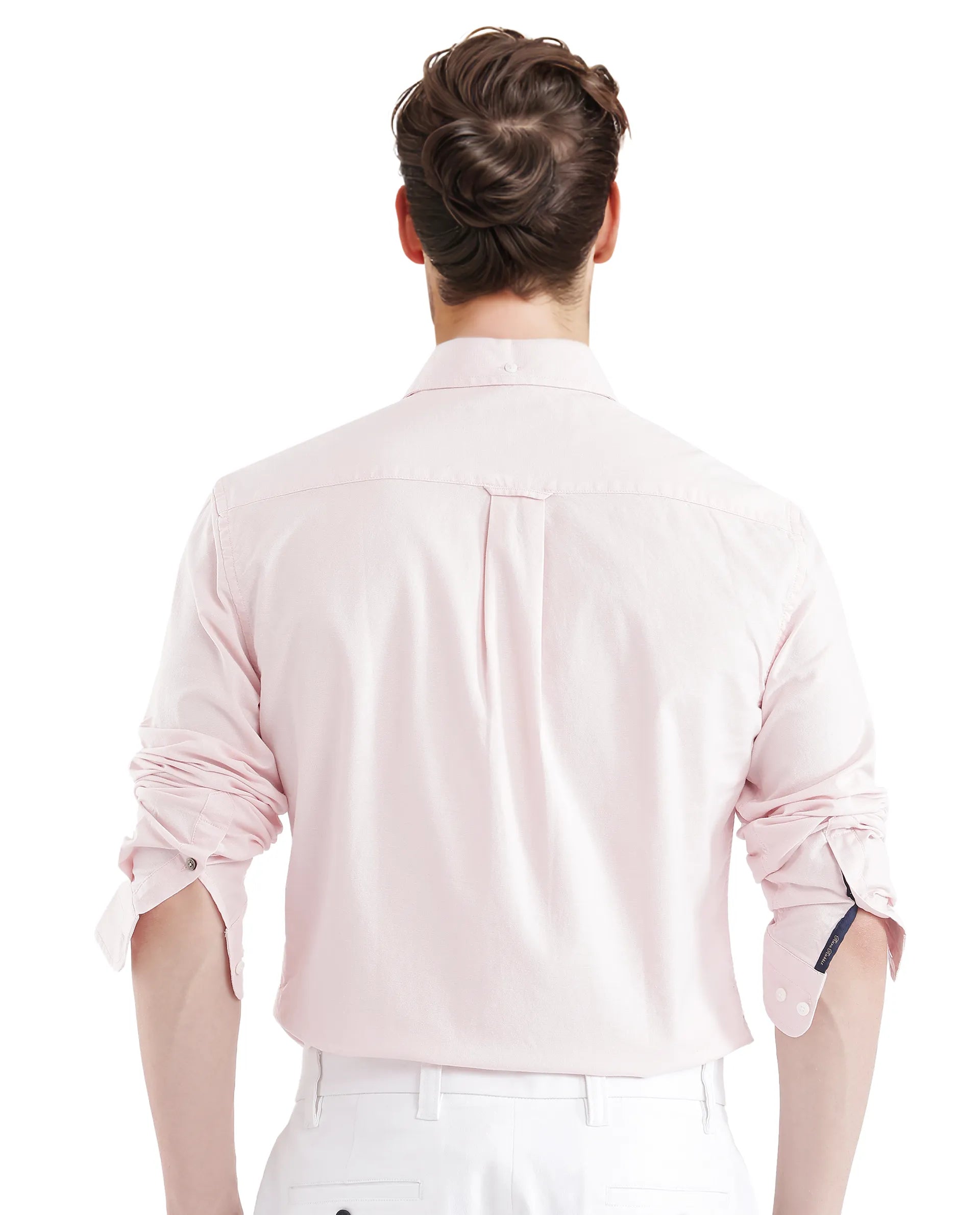 Rare Rabbit Men Oxo Pastel Pink Full Sleeve Collared Neck Button Closure Regular Fit Plain Shirt