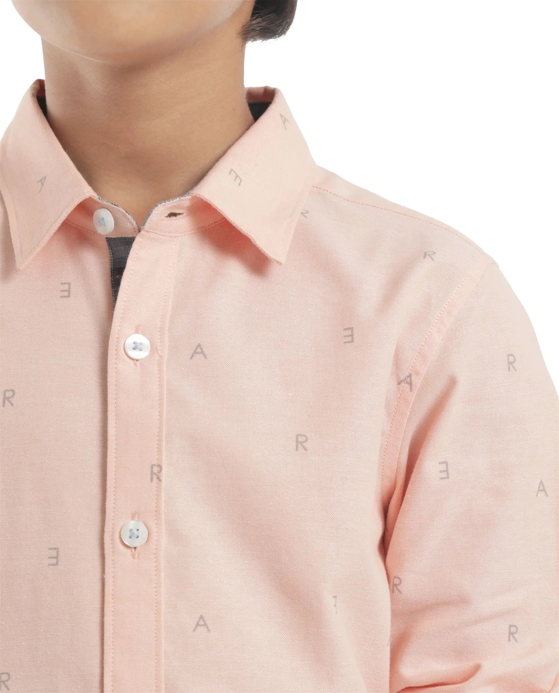 Rare Ones Kids Oxot Orange Cotton Full Sleeves Regular Collar All Over Print Regular Fit Shirt