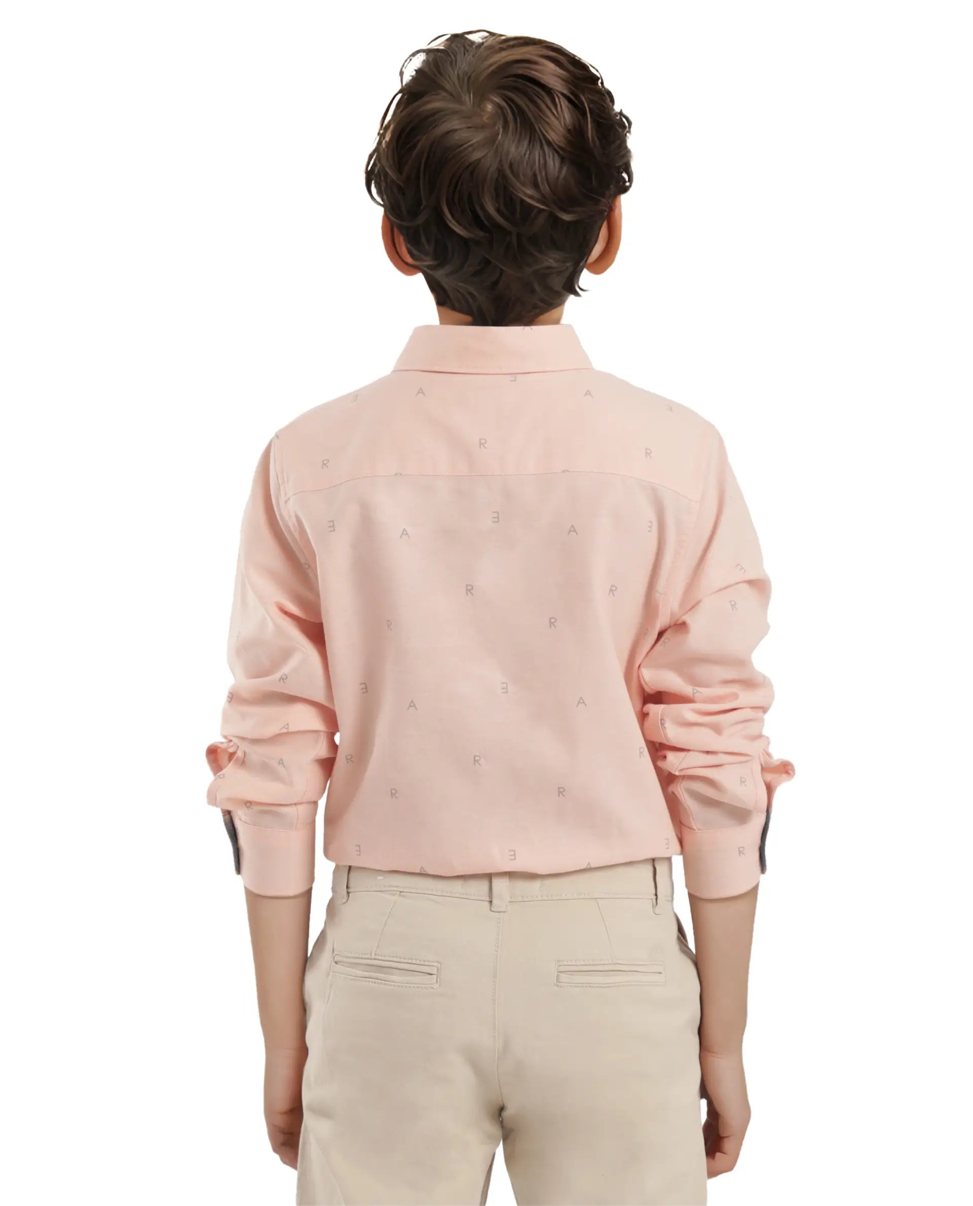 Rare Ones Kids Oxot Orange Cotton Full Sleeves Regular Collar All Over Print Regular Fit Shirt