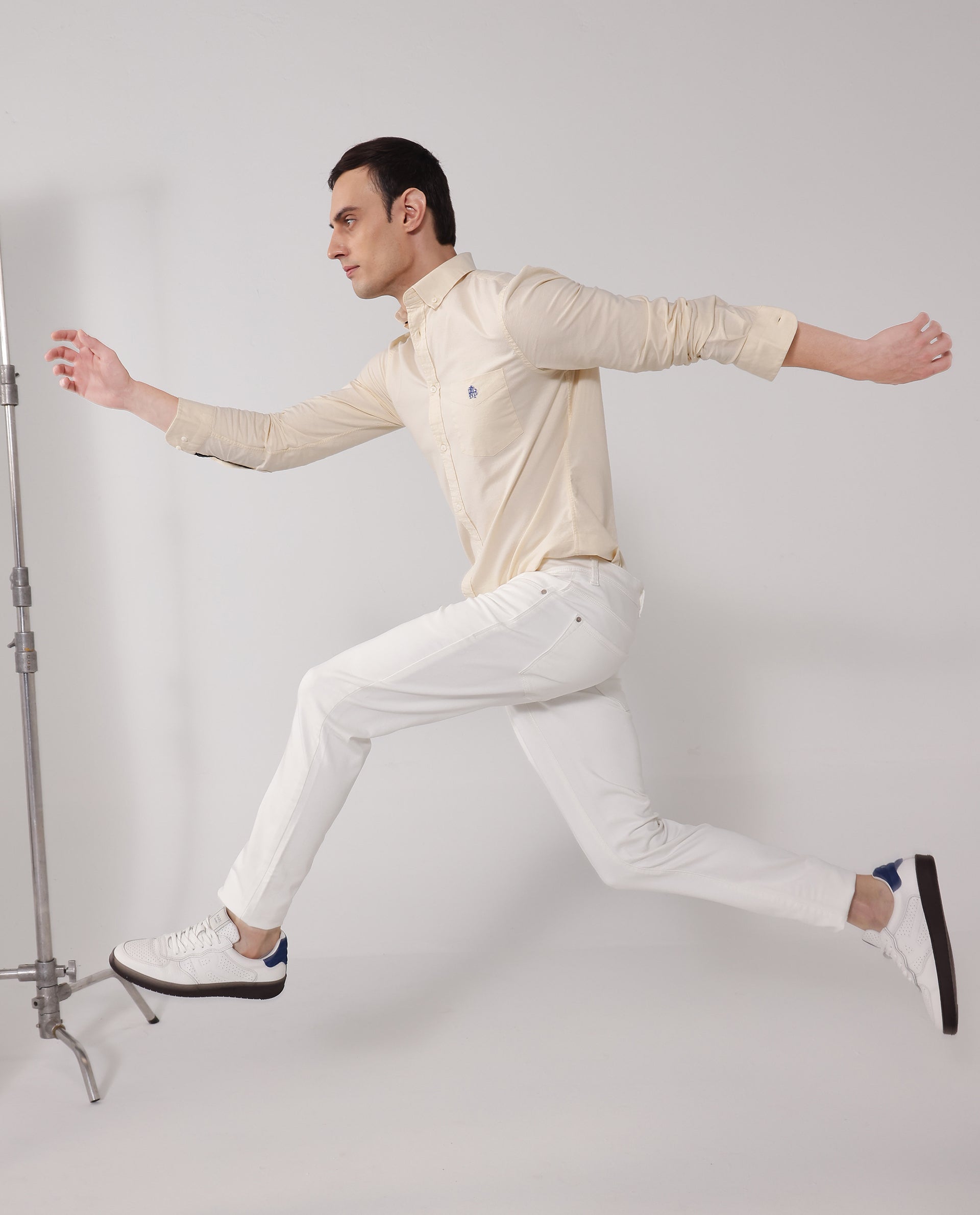 Rare Rabbit Men Oxob Pastel Yellow Full Sleeve Collared Neck Button Closure Regular Fit Plain Shirt