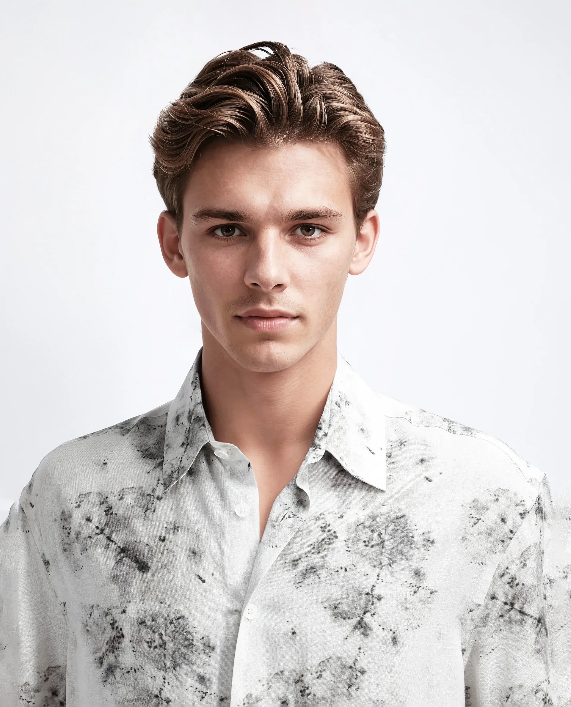 Rare Rabbit Men's Palmz White Cotton Floral Print Regular Fit Half Sleeve Collared Shirt