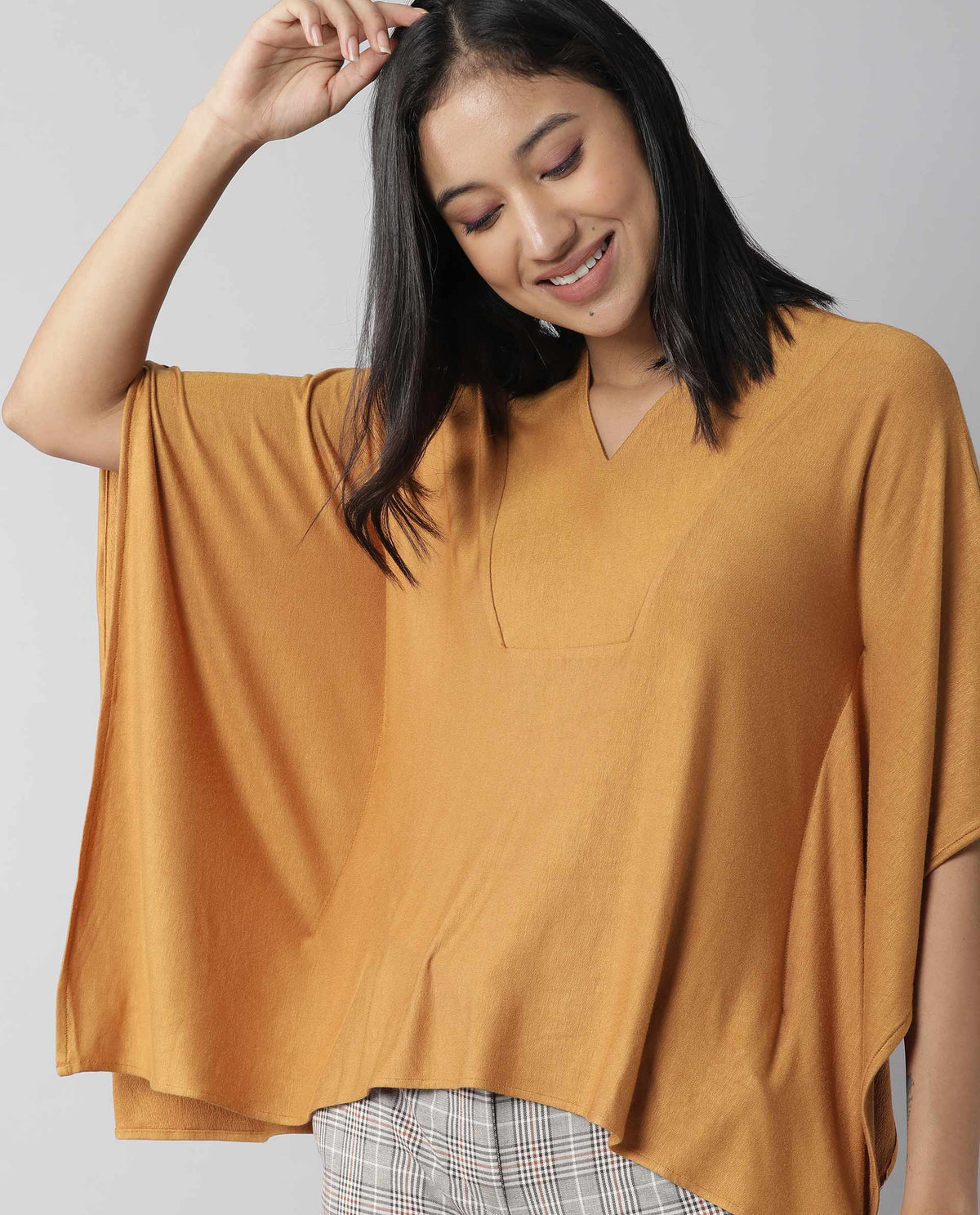 Rareism Women Pal Rust Top Full Sleeves Solid