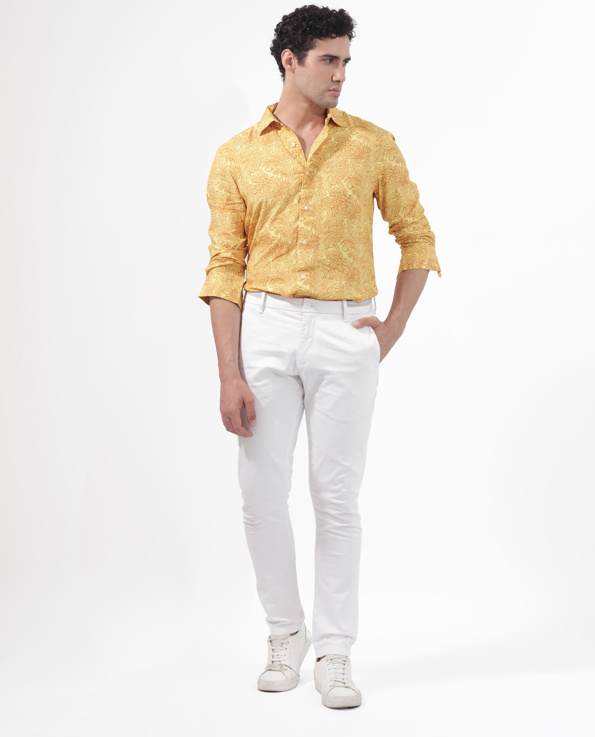 Style Guide: How to dress up and wear white T-shirt? | Fab Fashion Fix |  Yellow outfit, Floral printed pants outfits, Fashion