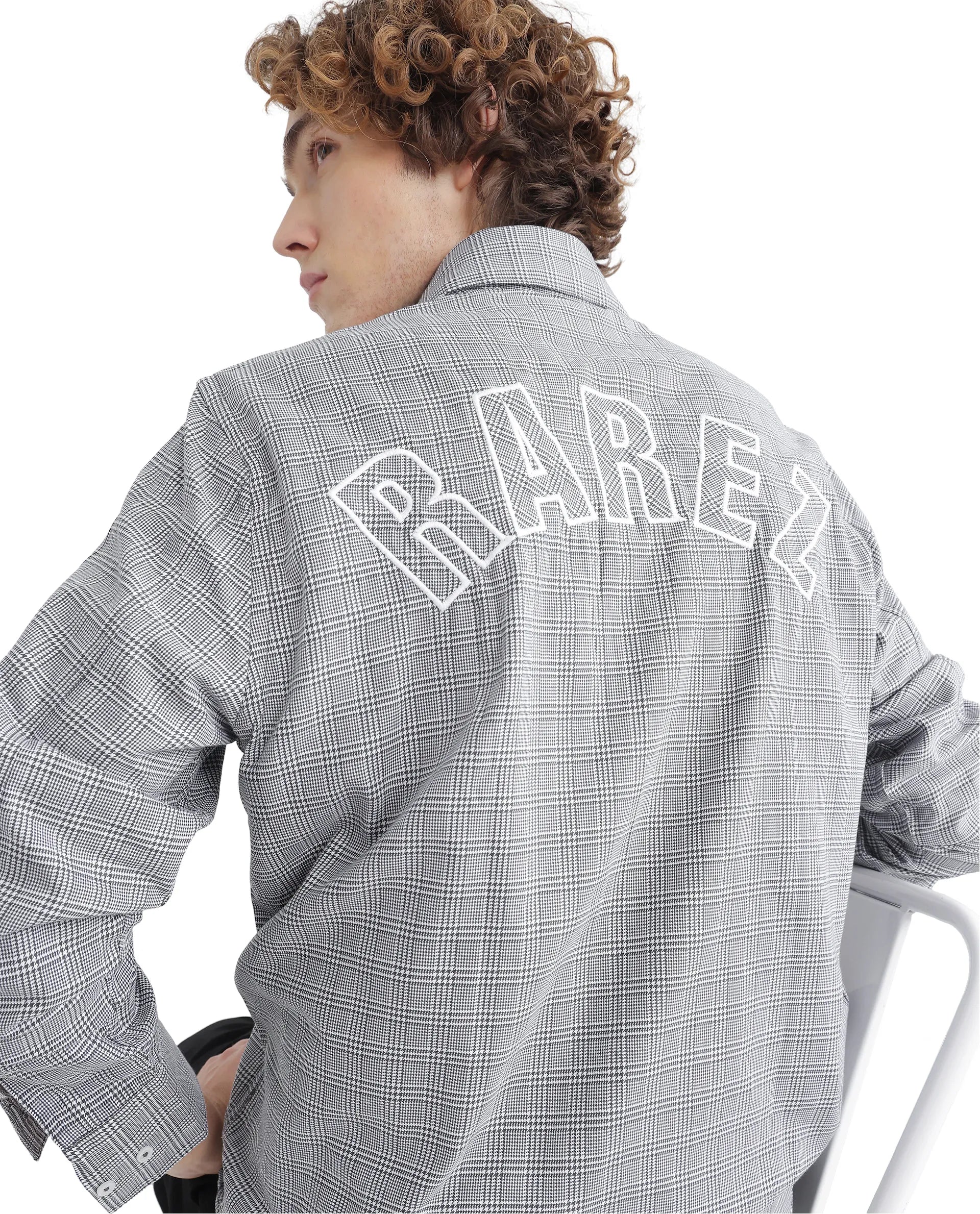 Rare Rabbit Men's Pankal Black Cotton Fabric Full Sleeve Oversized Fit Checks Shirt