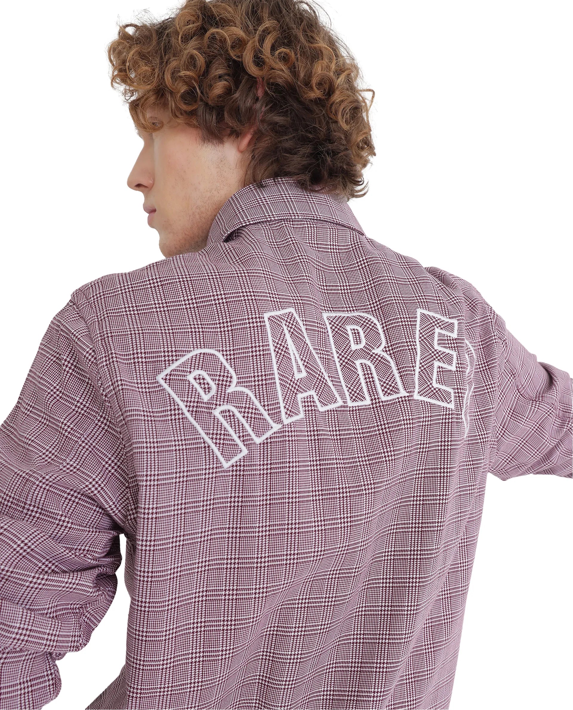 Rare Rabbit Men's Pankal Maroon Cotton Fabric Full Sleeve Oversized Fit Checks Shirt