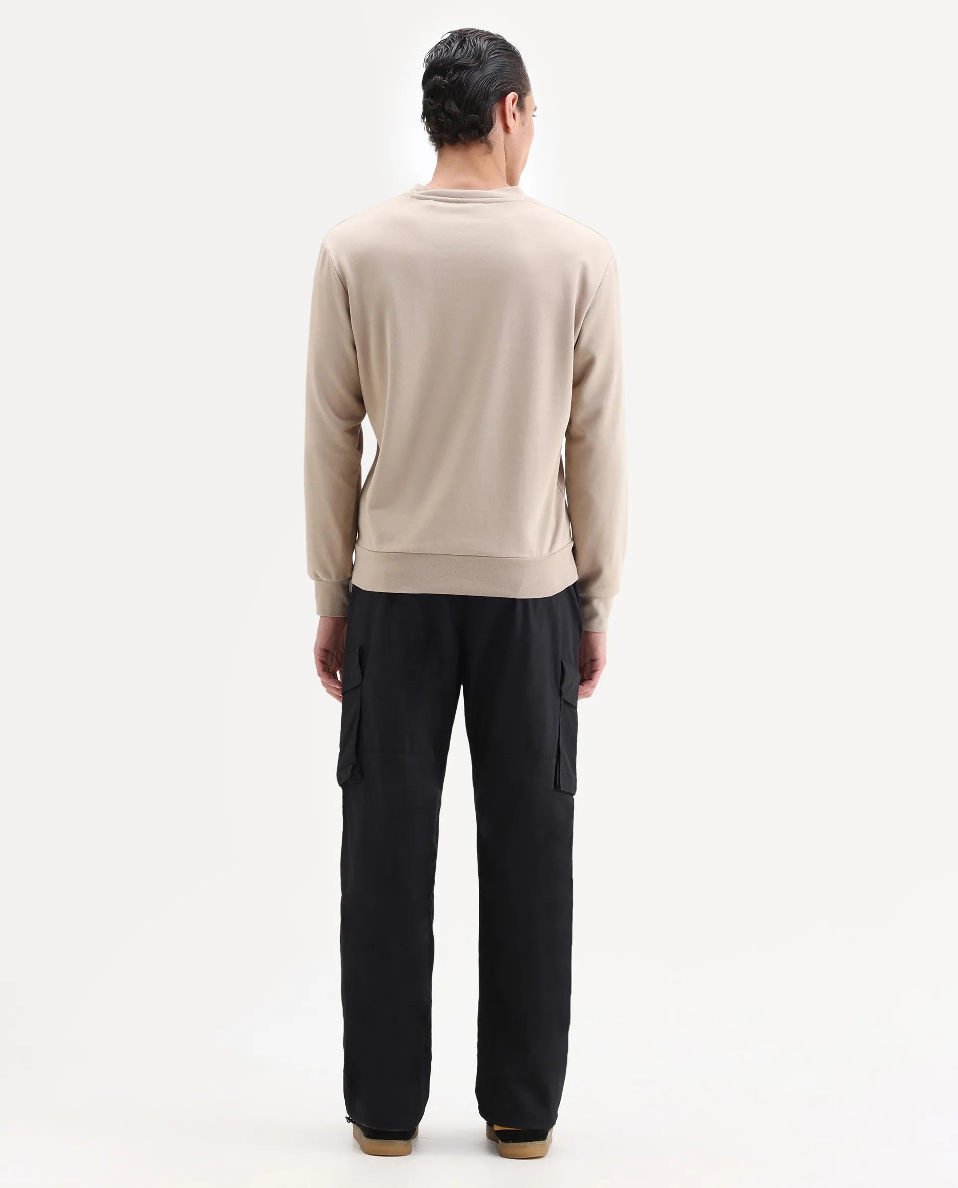 Rare Rabbit Men's Parc Black Cotton Plain Regular Fit Trouser