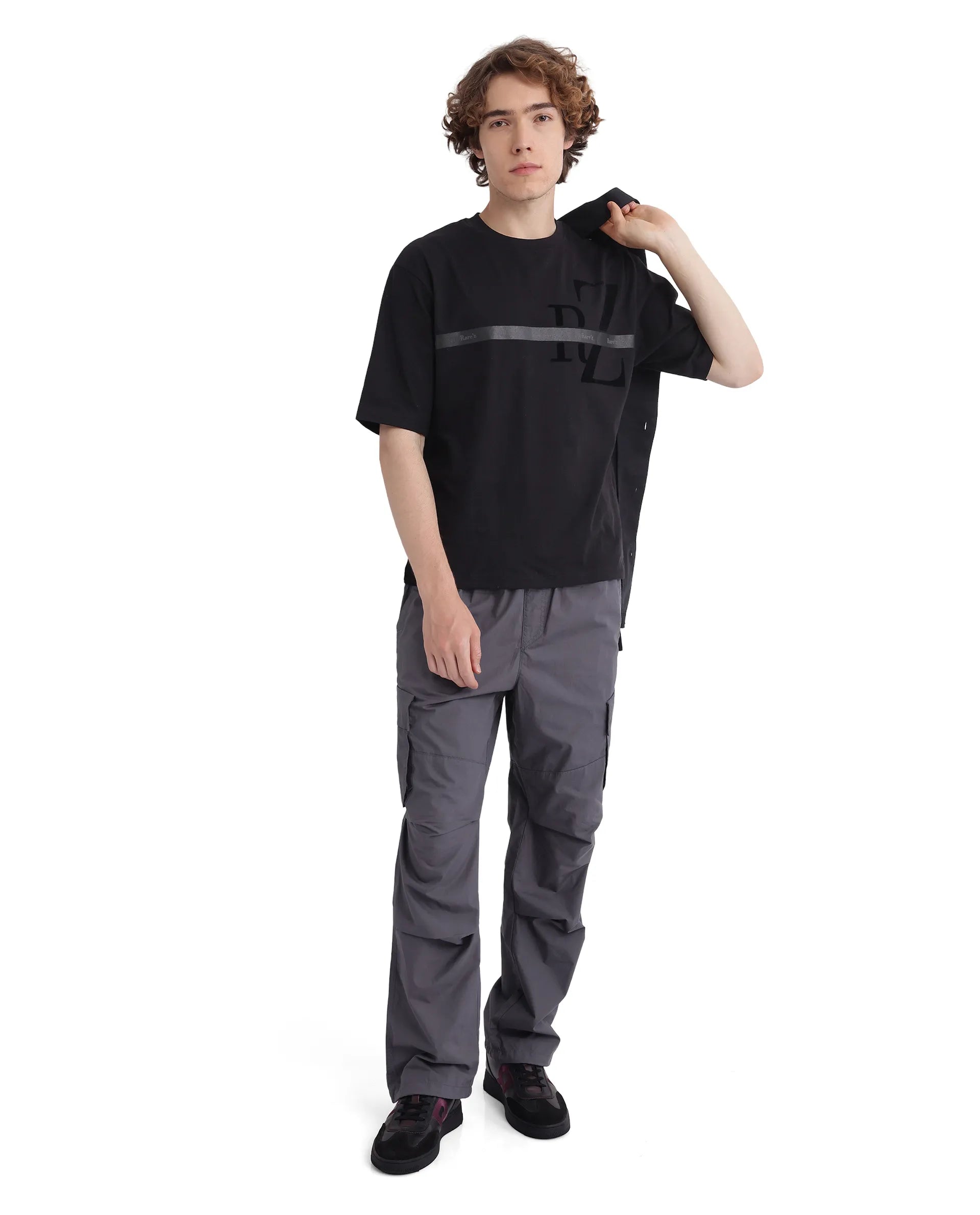 Rare Rabbit Men's Parc Grey Button Closure Regular Fit Plain Trouser