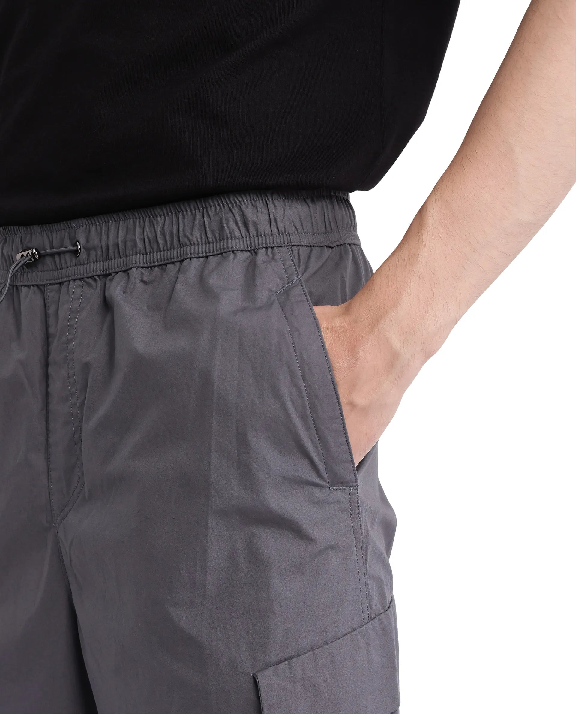 Rare Rabbit Men's Parc Grey Button Closure Regular Fit Plain Trouser