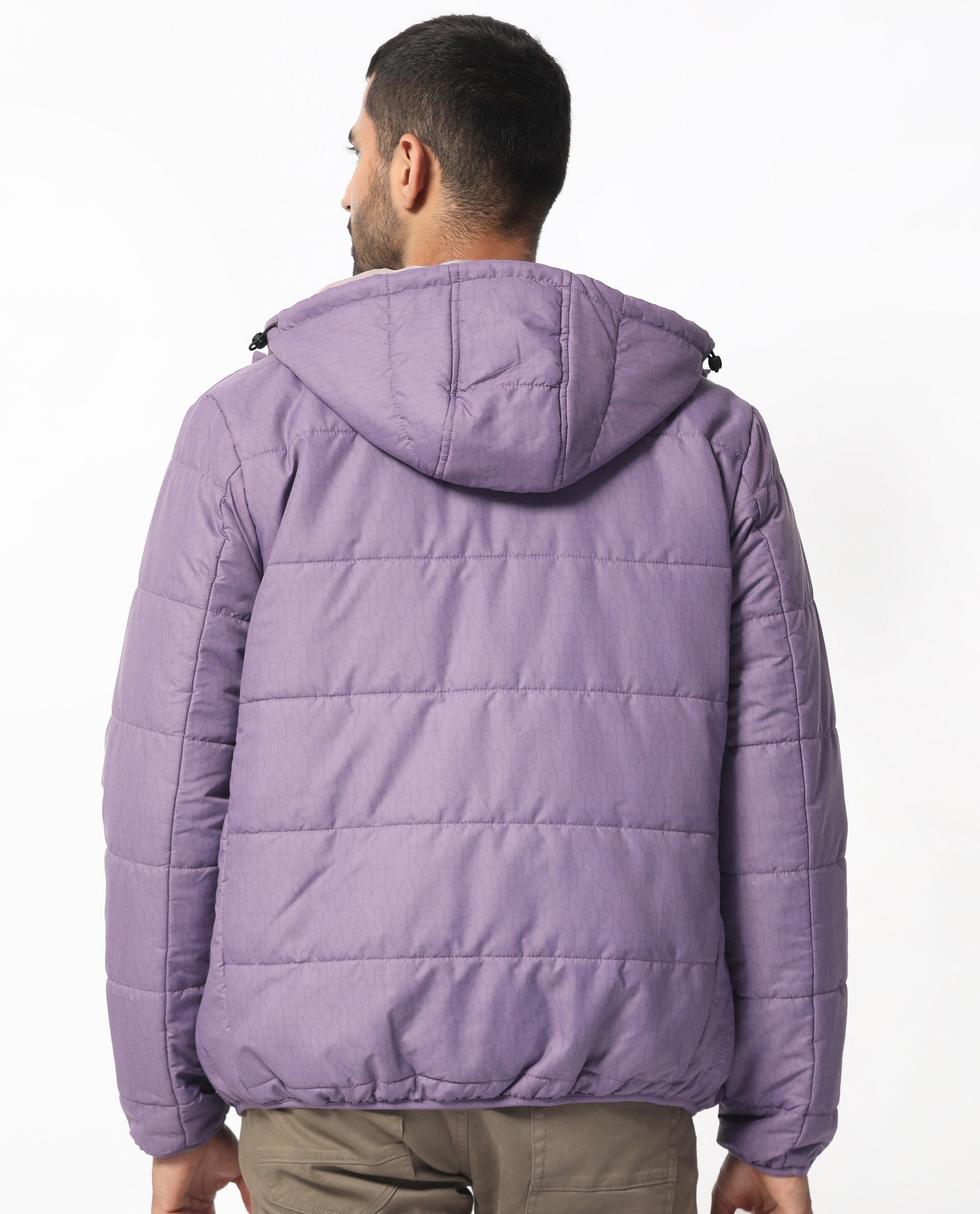 Rare Rabbit Men's Vasto Purple Branded And Hooded Puffer Jacket
