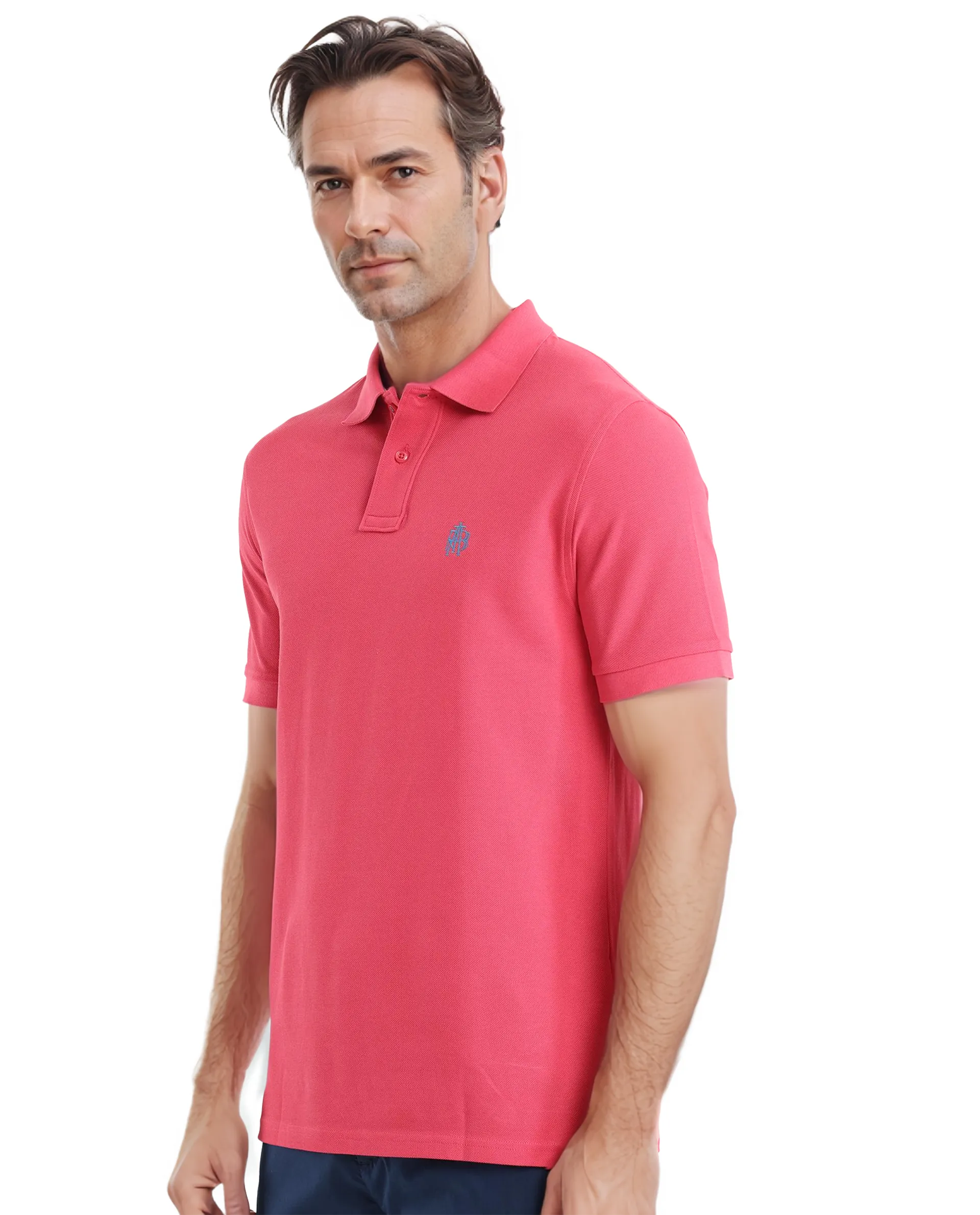 Rare Rabbit Men Pare-1 Red Cotton Fabric Short Sleeve Collared Neck Regular Fit Printed Polo
