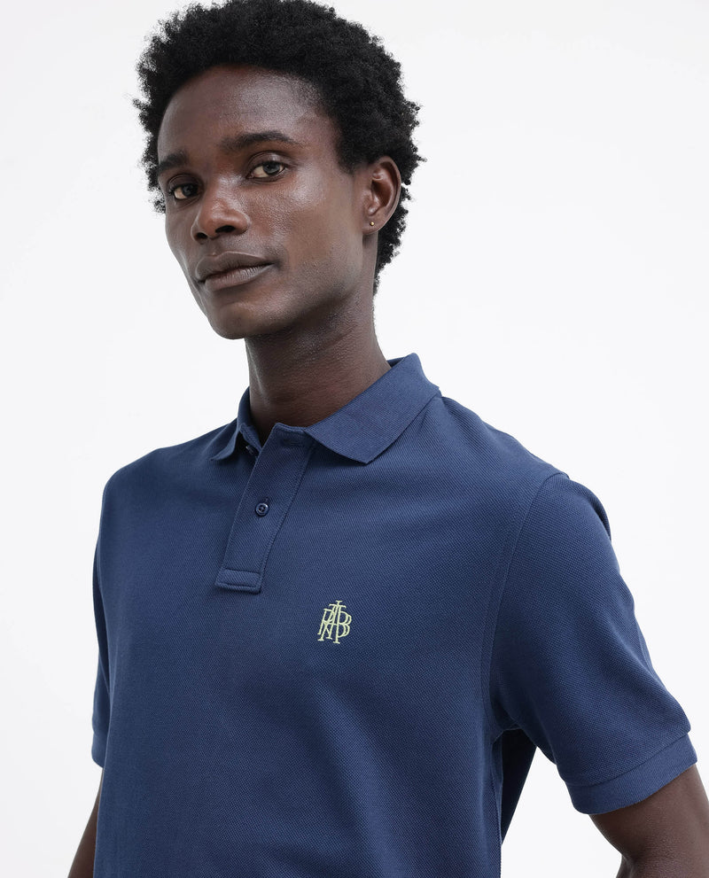 Rare Rabbit Mens Pare Blue Short Sleeve Solid Polo T-Shirt