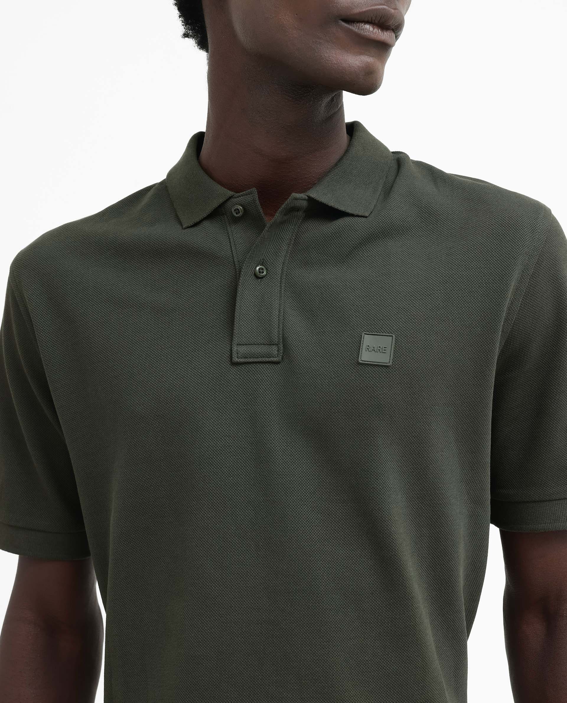 Rare Rabbit Mens Pare Dark Dark Olive Short Sleeve Solid Polo T-Shirt