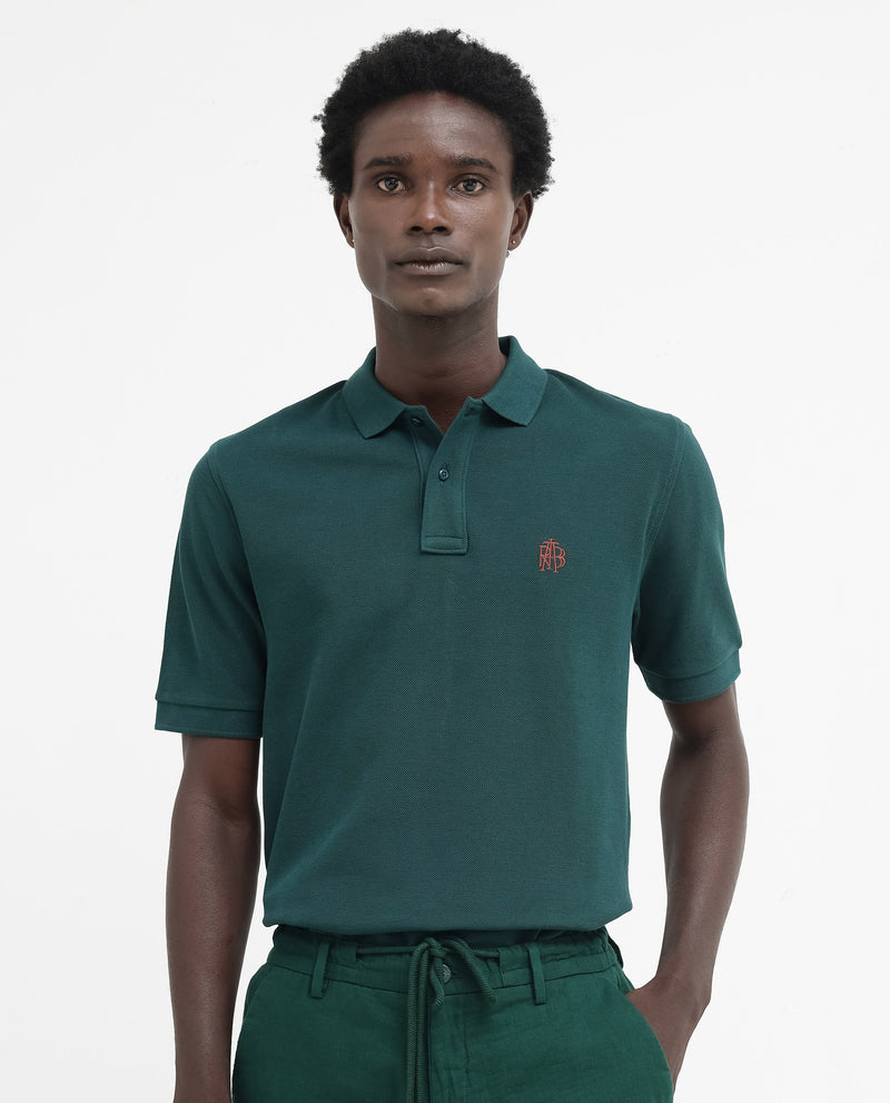 Rare Rabbit Mens Pare Green Short Sleeve Solid Embroidered Logo Polo T-Shirt