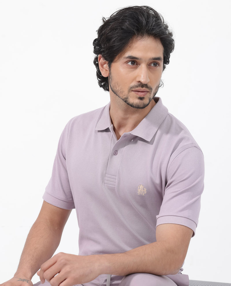 Rare Rabbit Mens Paret-Bright Purple Short Sleeve Embroidered Logo Solid Polo T-Shirt