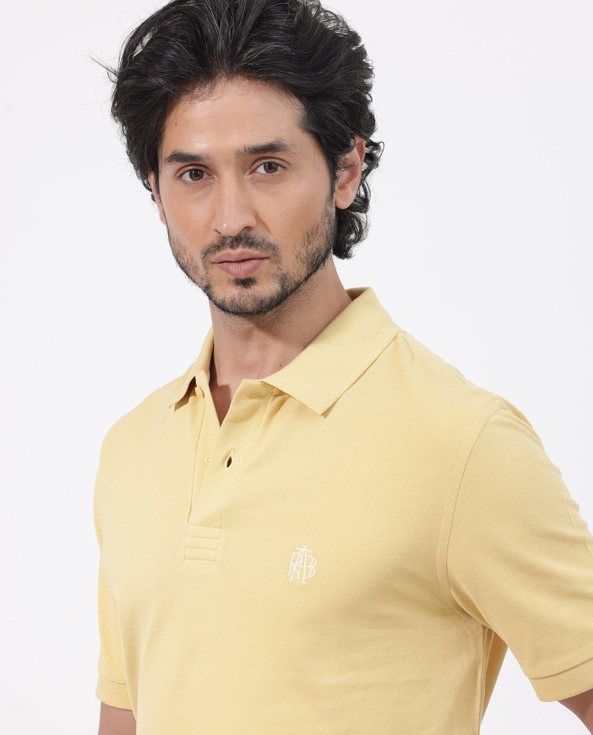 Rare Rabbit Mens Paret-Bright Yellow Short Sleeve Embroidered Logo Solid Polo T-Shirt