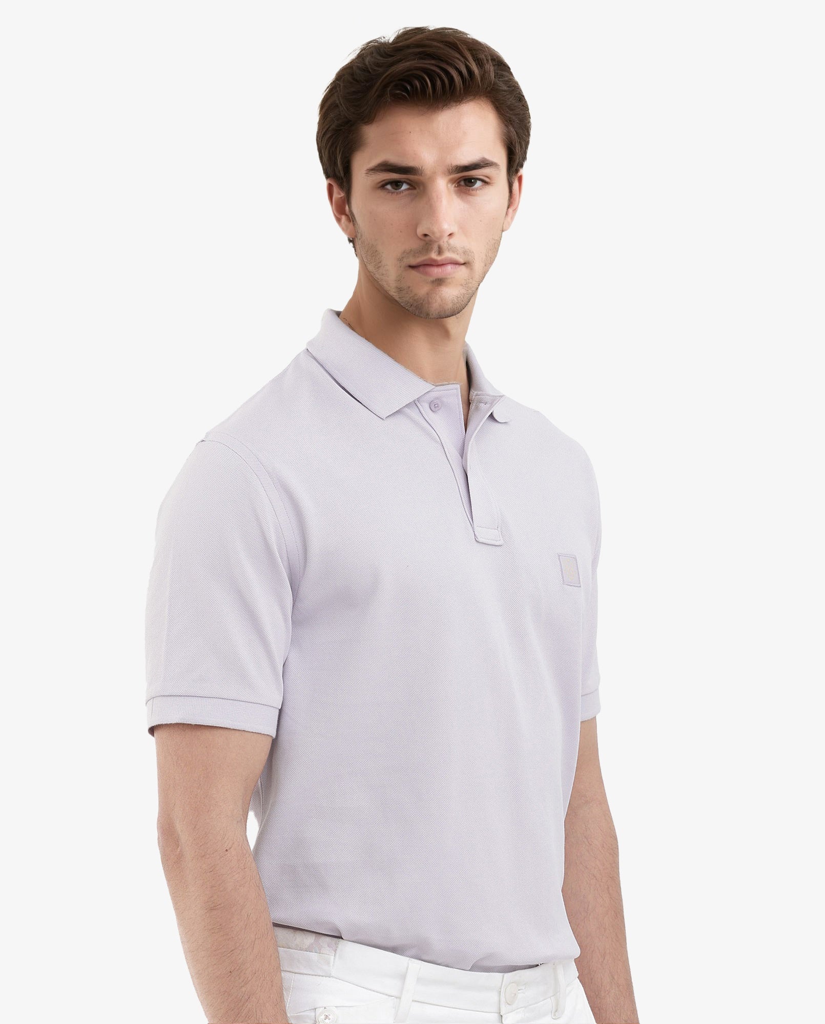 Rare Rabbit Mens Paret-Pastel Pastel Purple Short Sleeve Embroidered Logo Solid Polo T-Shirt