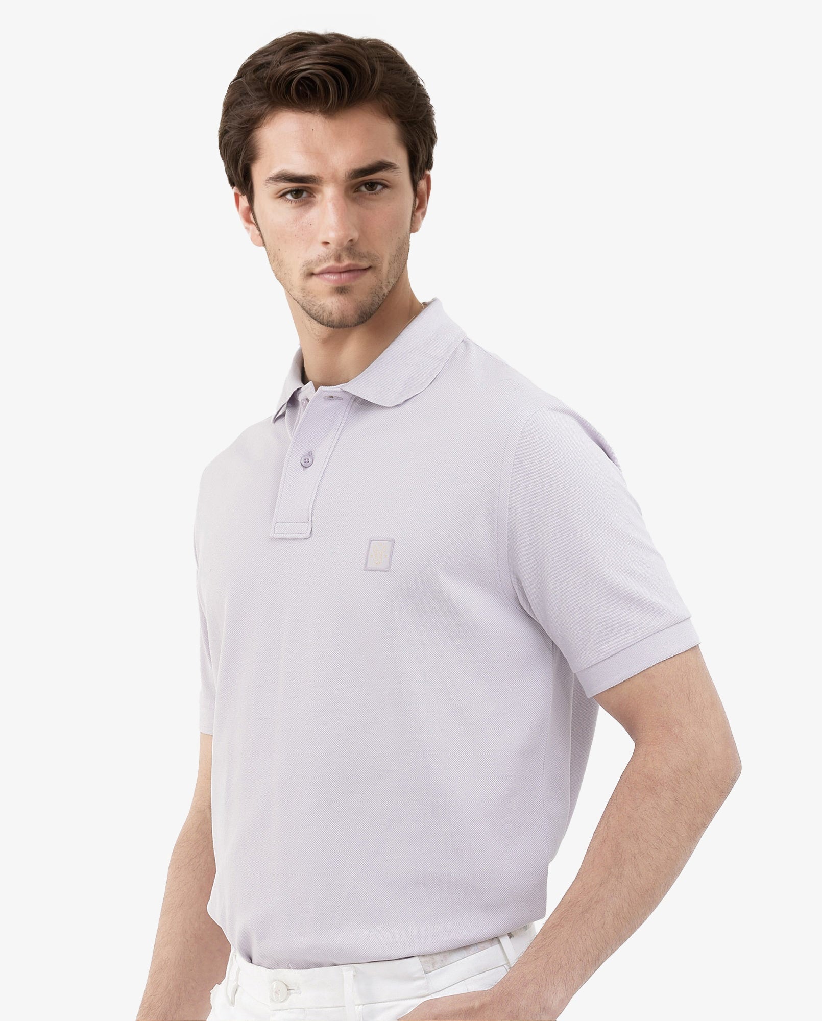 Rare Rabbit Mens Paret-Pastel Pastel Purple Short Sleeve Embroidered Logo Solid Polo T-Shirt