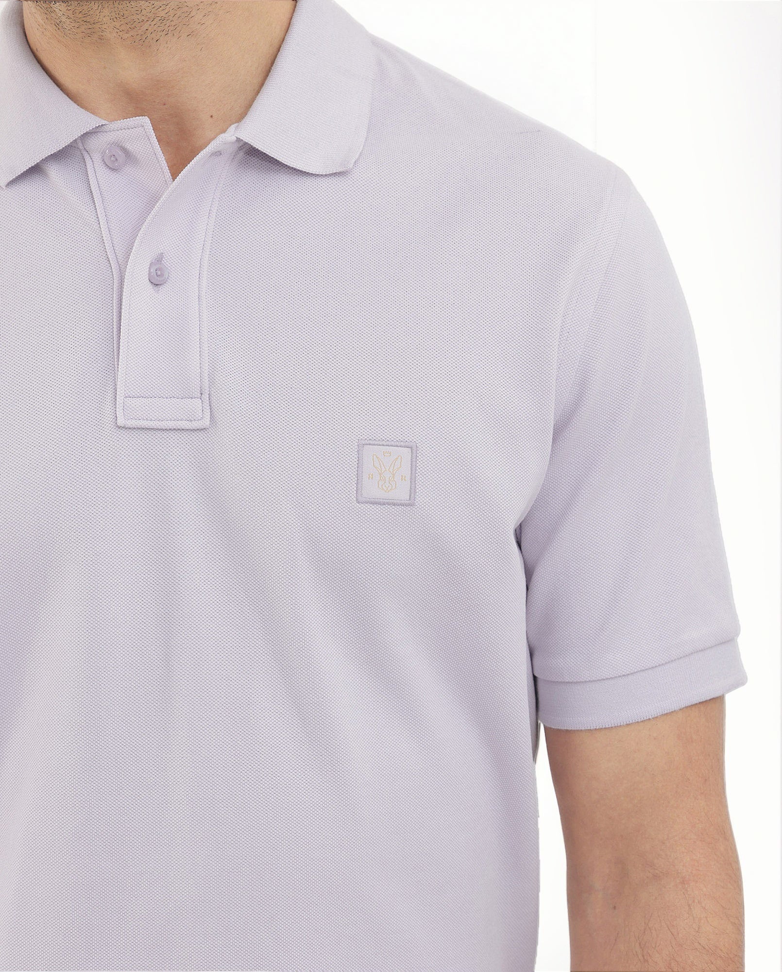 Rare Rabbit Mens Paret-Pastel Pastel Purple Short Sleeve Embroidered Logo Solid Polo T-Shirt