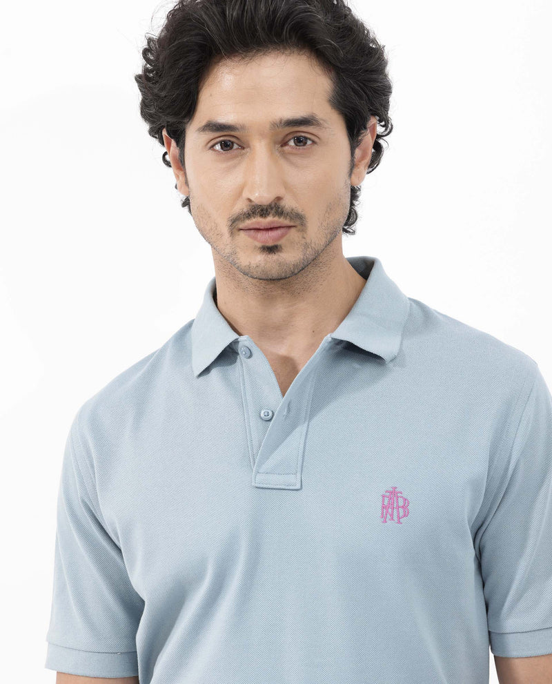 Rare Rabbit Mens Pareto Teal Cotton Short Sleeve Embroidered Logo Solid Polo T-Shirt