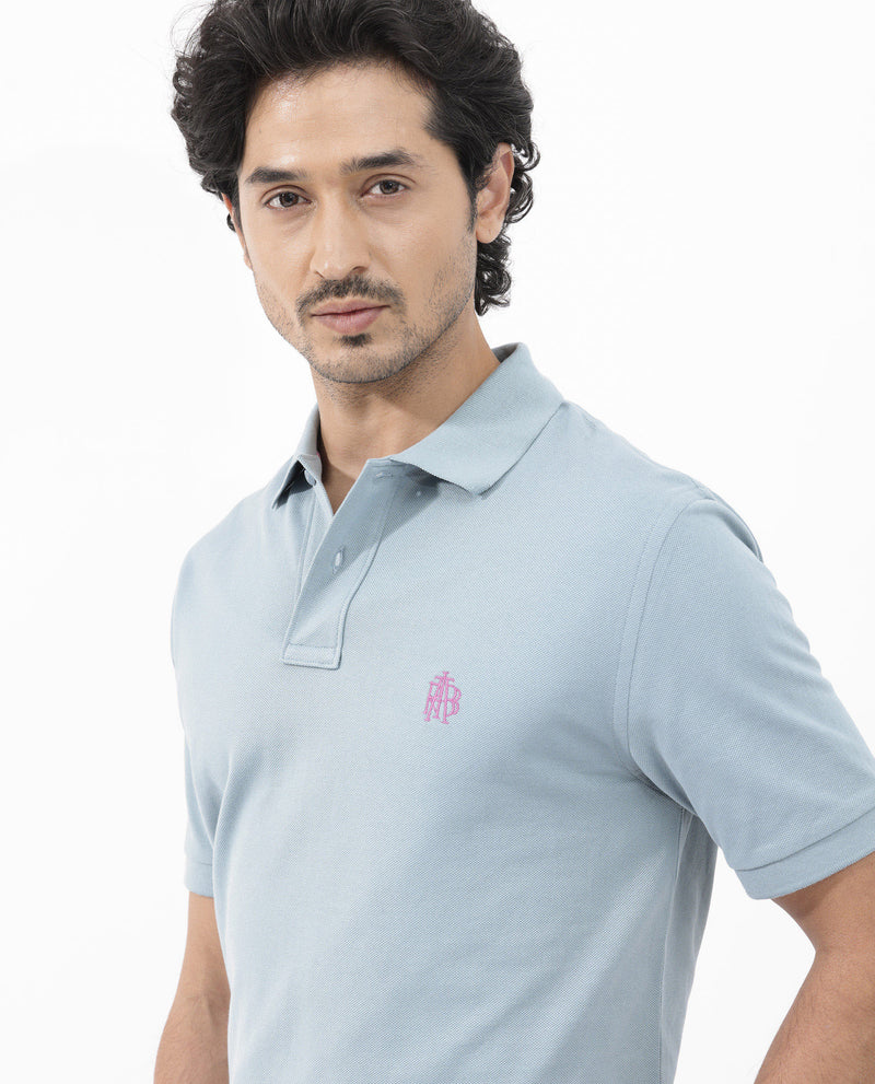 Rare Rabbit Mens Pareto Teal Cotton Short Sleeve Embroidered Logo Solid Polo T-Shirt