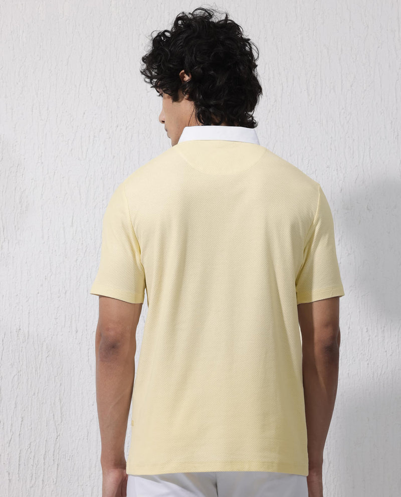 Rare Rabbit Mens Parma-2 Pastel Yellow Polo Short Sleeve Solid Polo T-Shirt