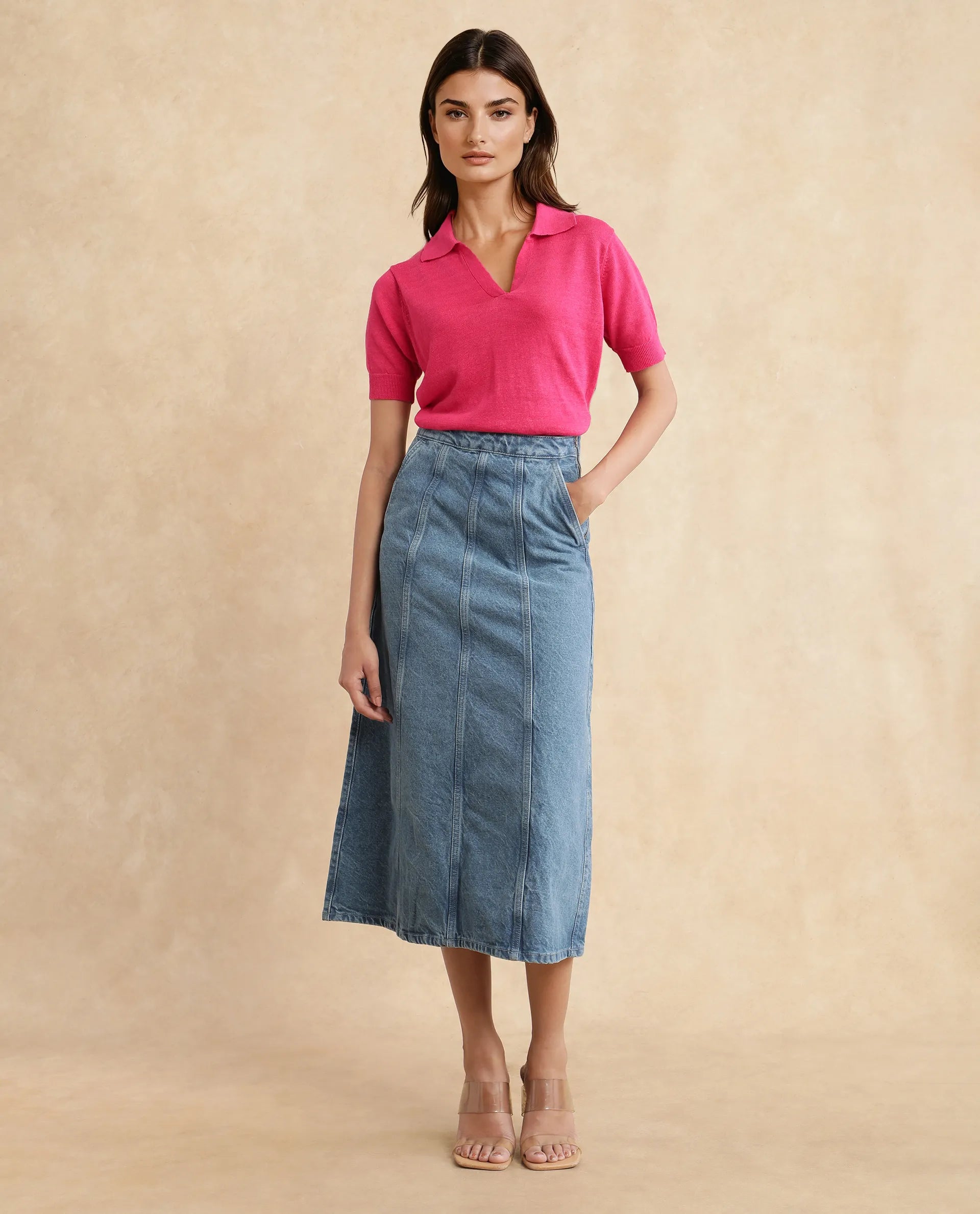 Rareism Women Parrit Blue Cotton Fabric Regular Fit Plain Skirt