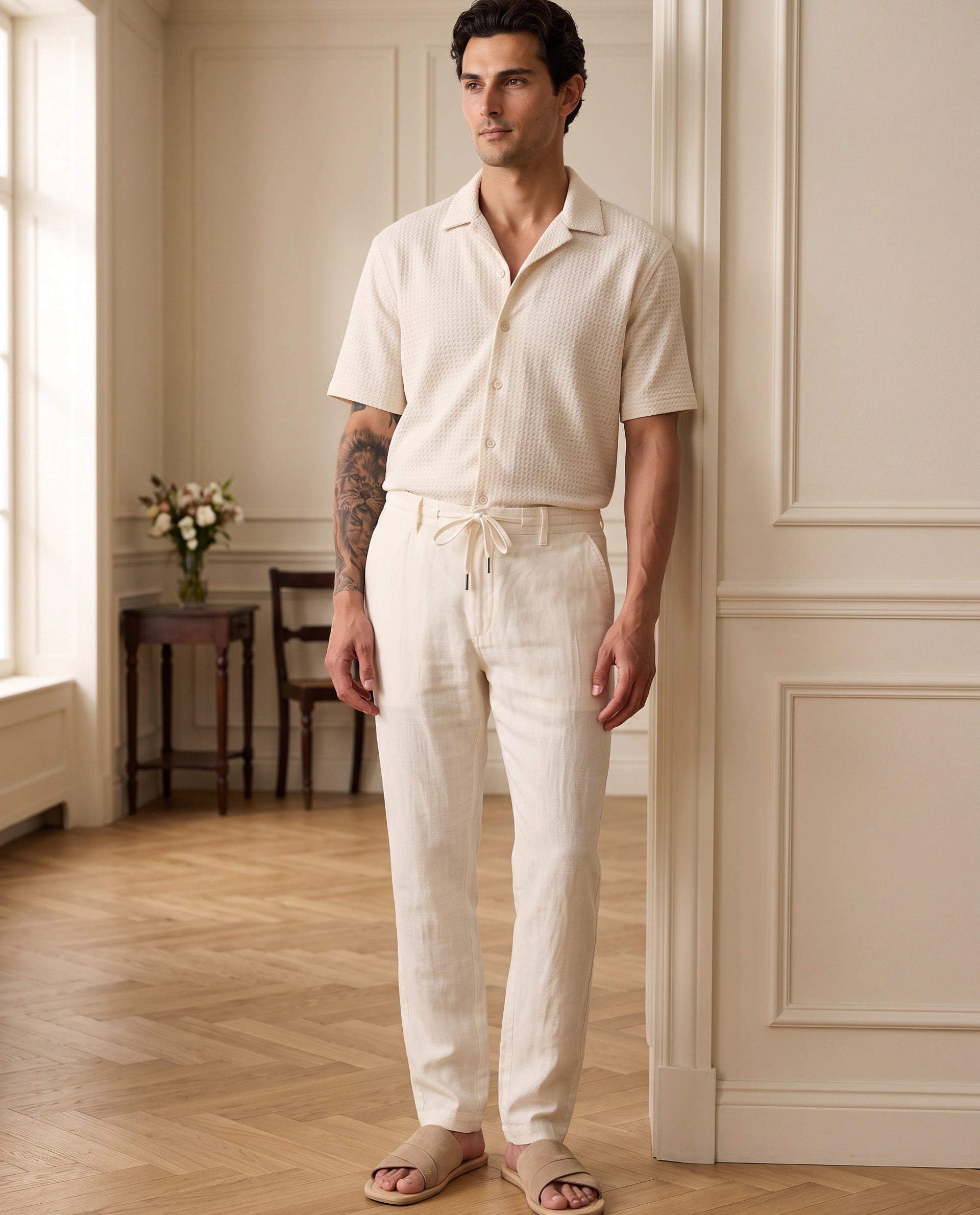 Buy Pastor-Aw25 - Offwhite Regular Fit Plain Trouser| Rare Rabbit