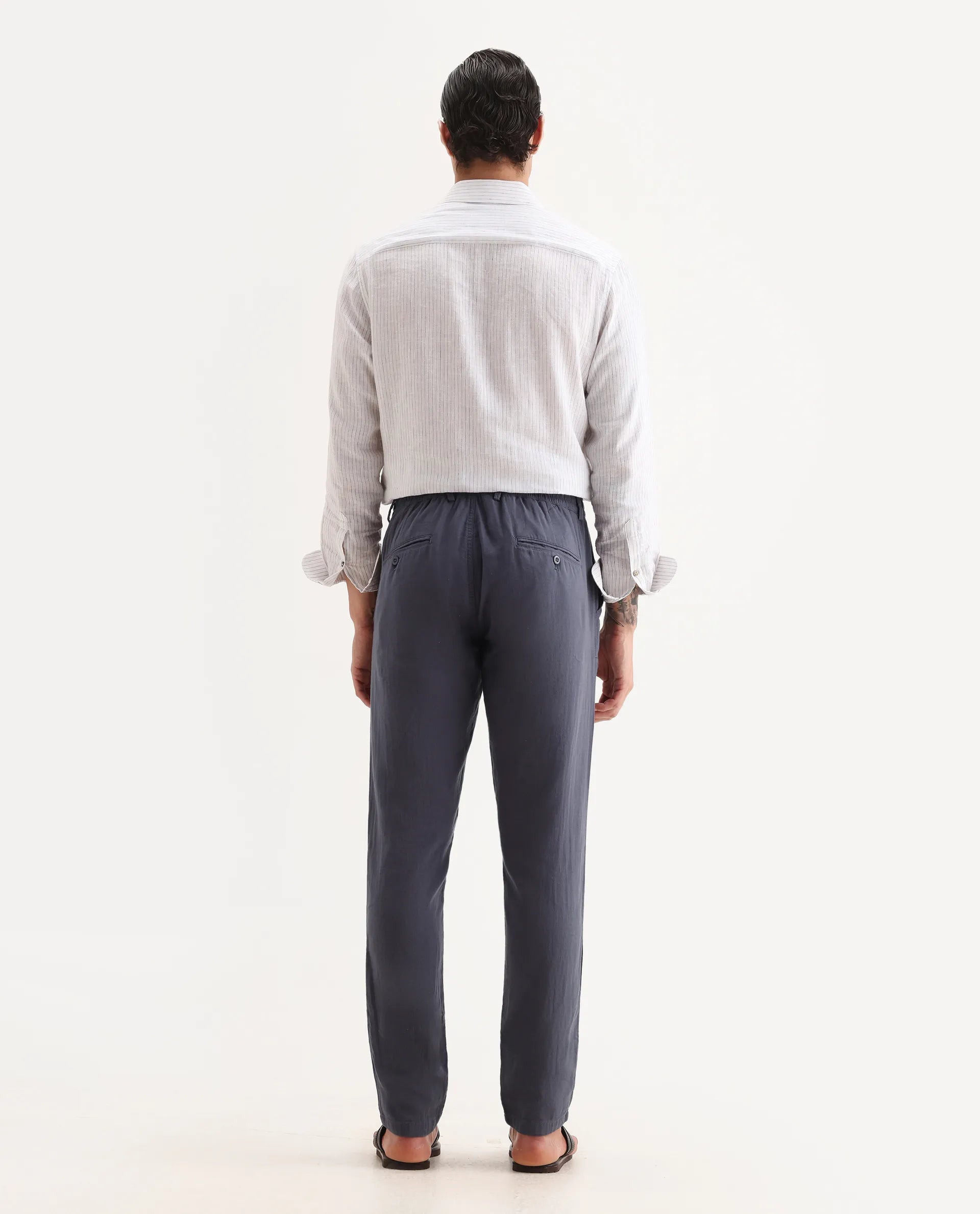 Rare Rabbit Men's Pastor-Aw25 Dusky Purple Cotton Plain Regular Fit Trouser