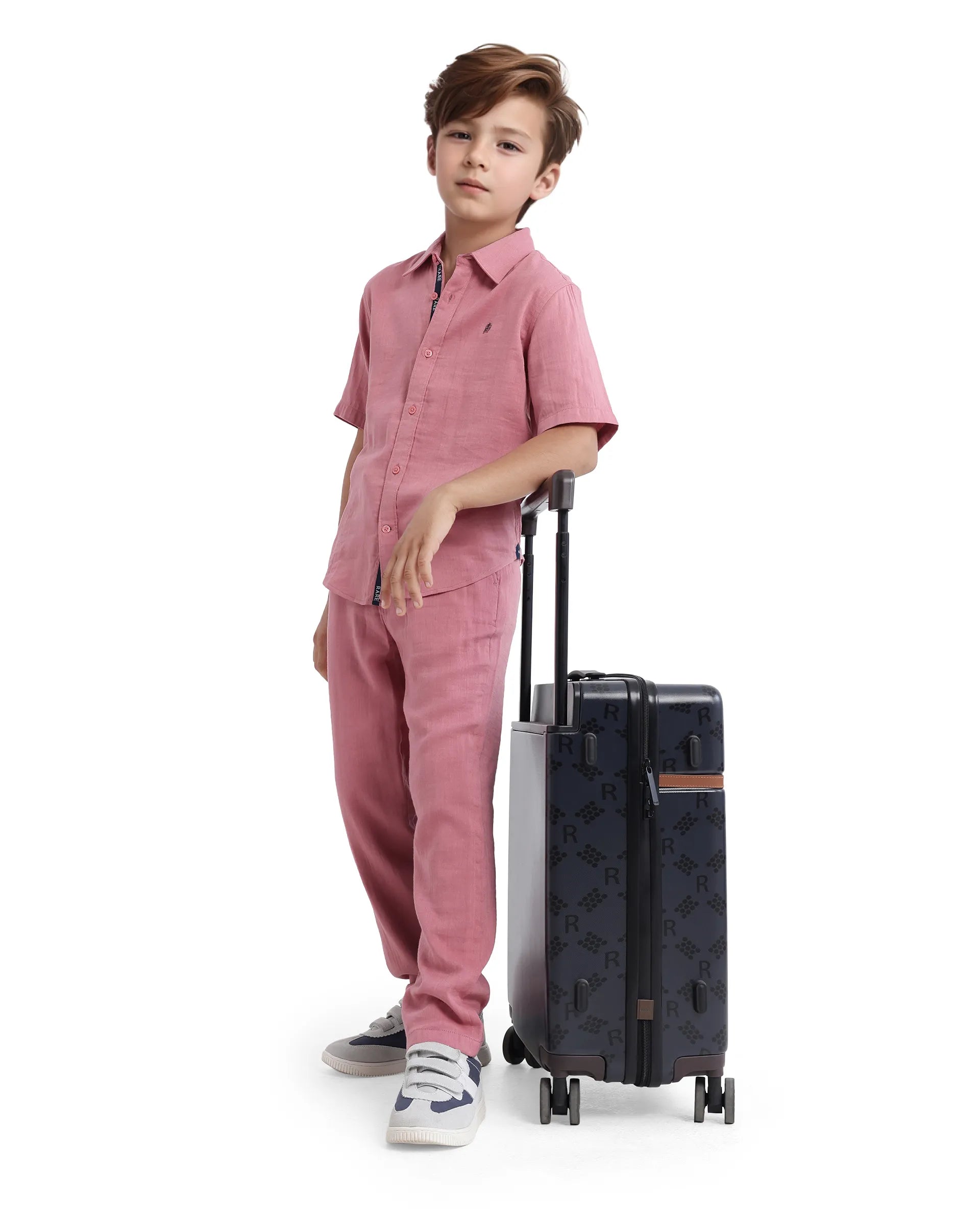 Rare Ones Kids Pastor-K Dusky Pink Cotton Regular Fit Solid Trouser